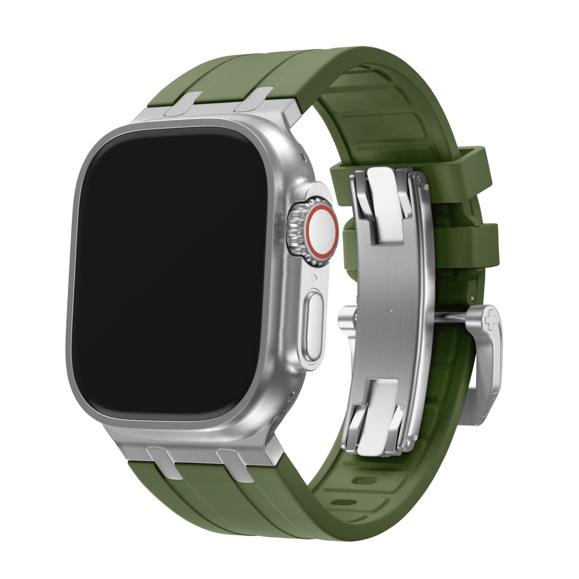 BALR. Apple Watch Ultra Liquid Silicone Strap (Green/Silver)