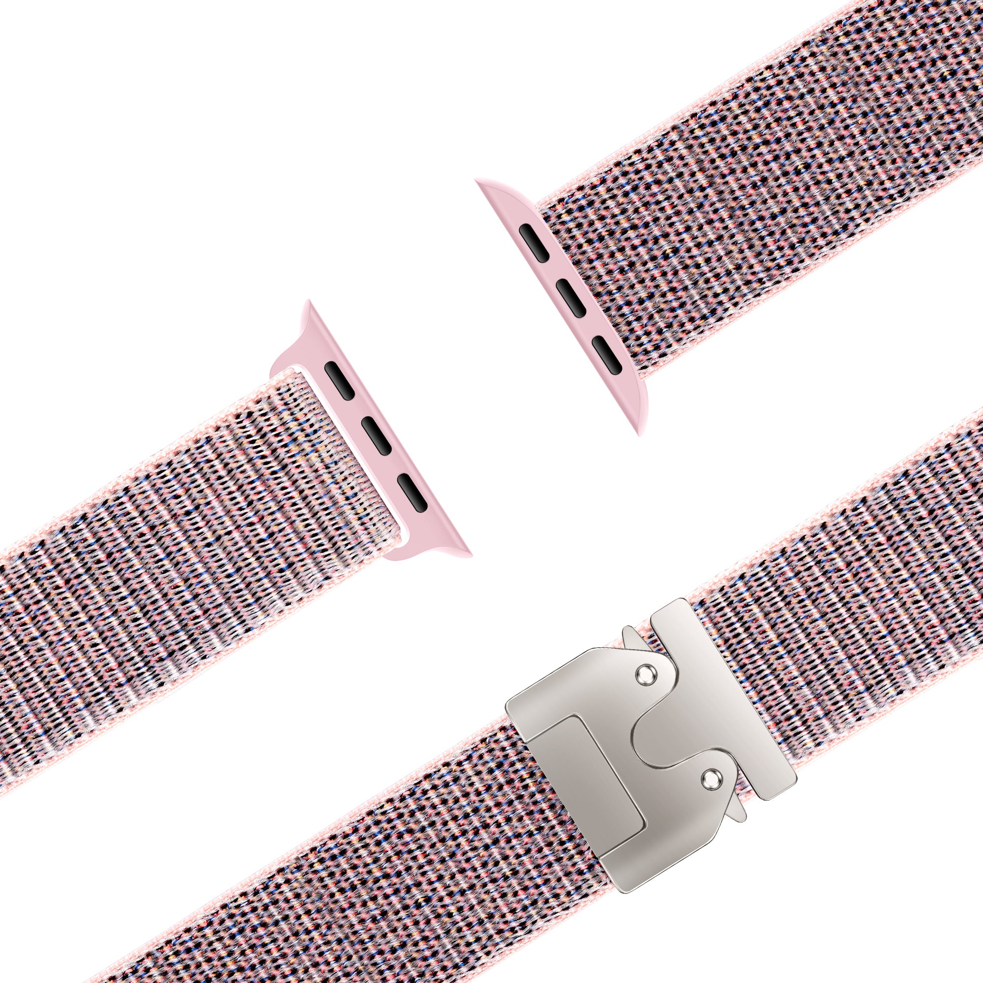 Bandz Apple Watch Nylon Strap 'Classic' with P-Buckle (Grey/Pink)