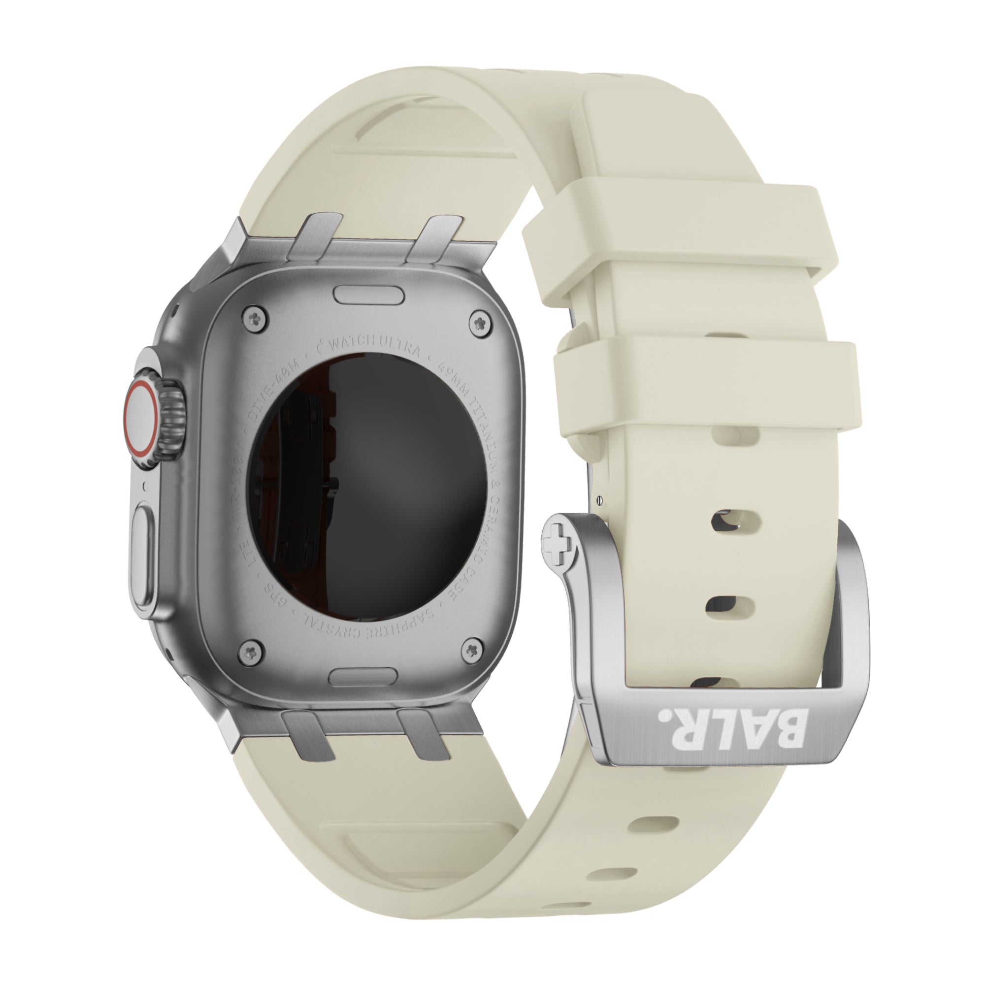 BALR. Apple Watch Ultra Liquid Silicone Strap (Beige/Silver)