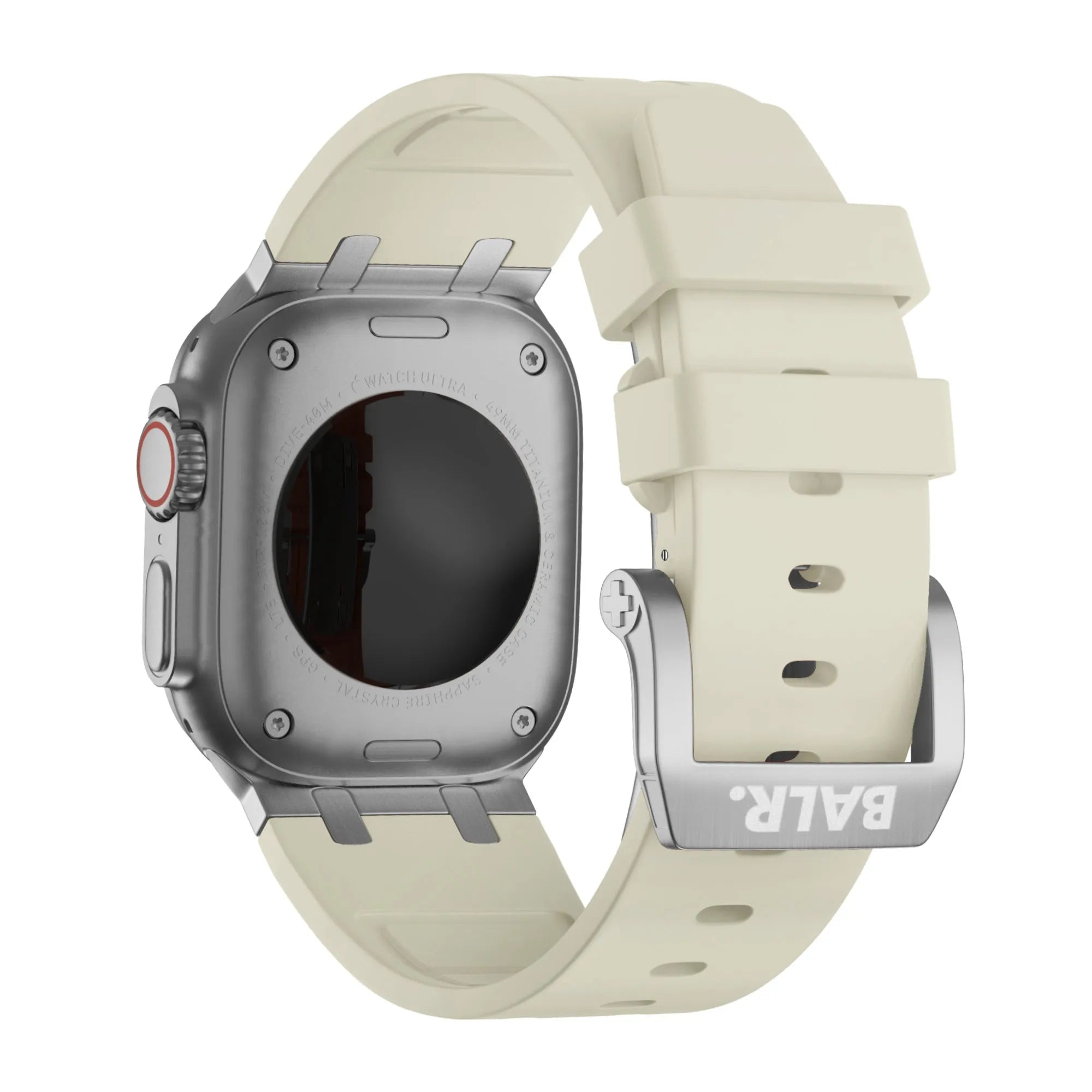 BALR Apple Watch Ultra liquid siliconen band (beige/zilver)