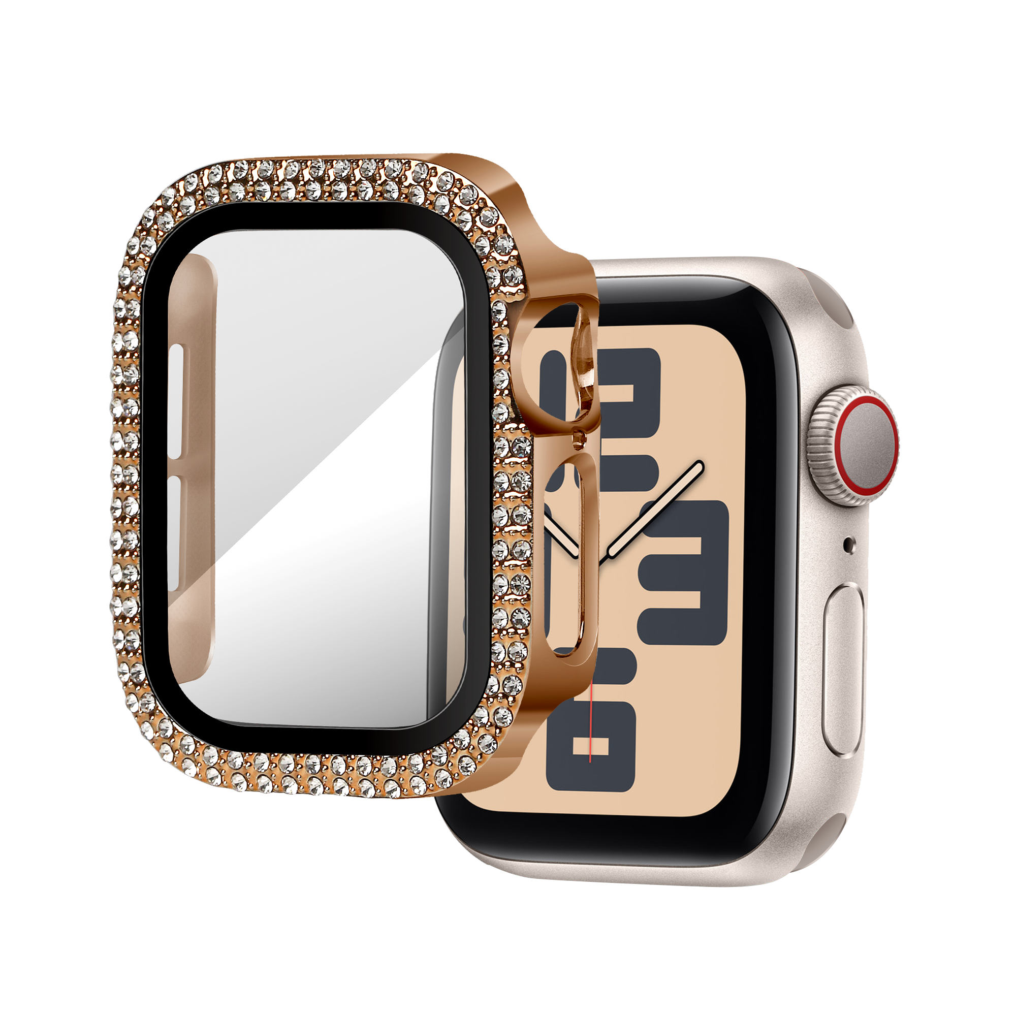 Bandz Apple Watch 11 - 42mm Diamond Case with Glass (Rose Gold)