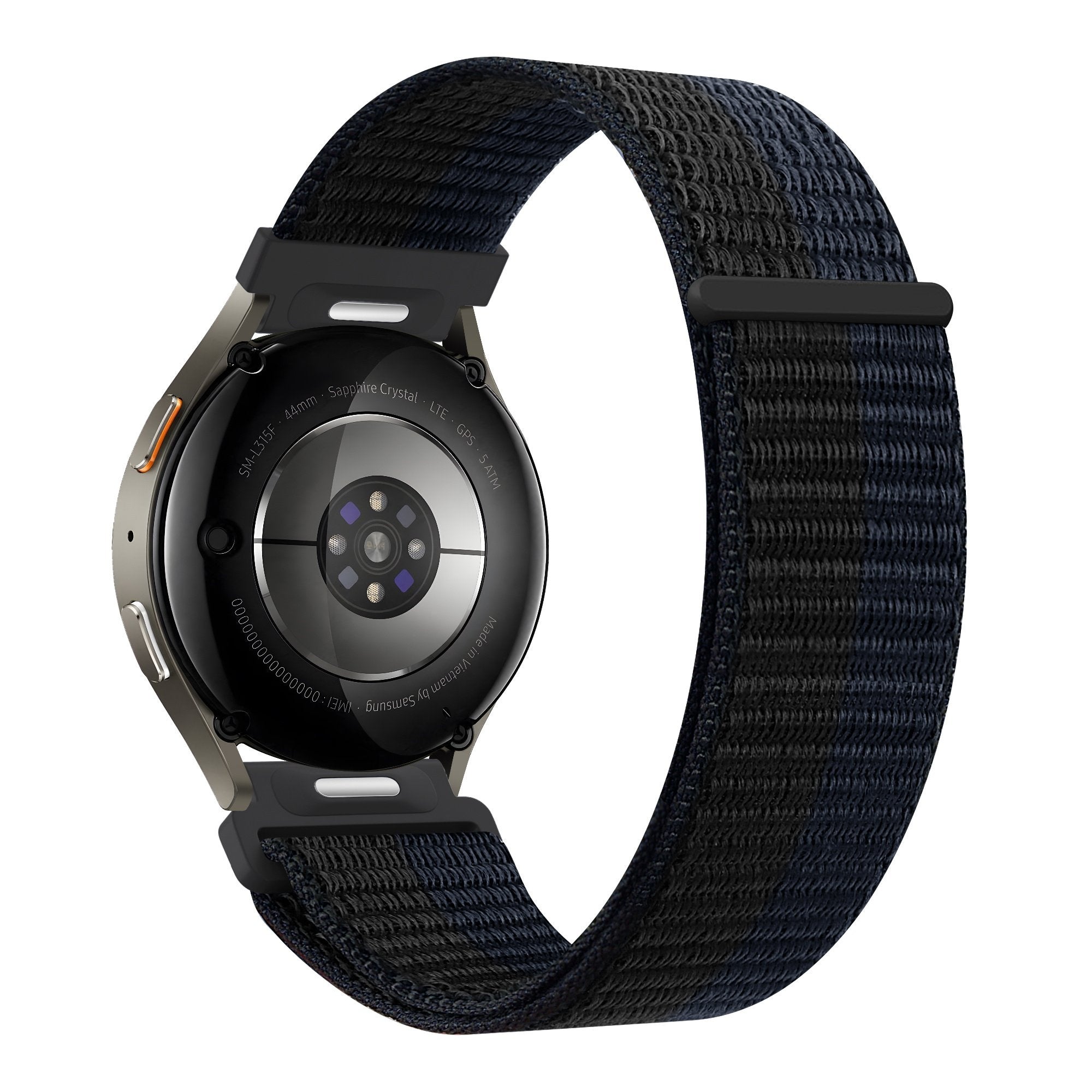 Bandz Samsung Galaxy Watch 5 Pro Nylon Strap 'Easy Fit' (Black/Blue)