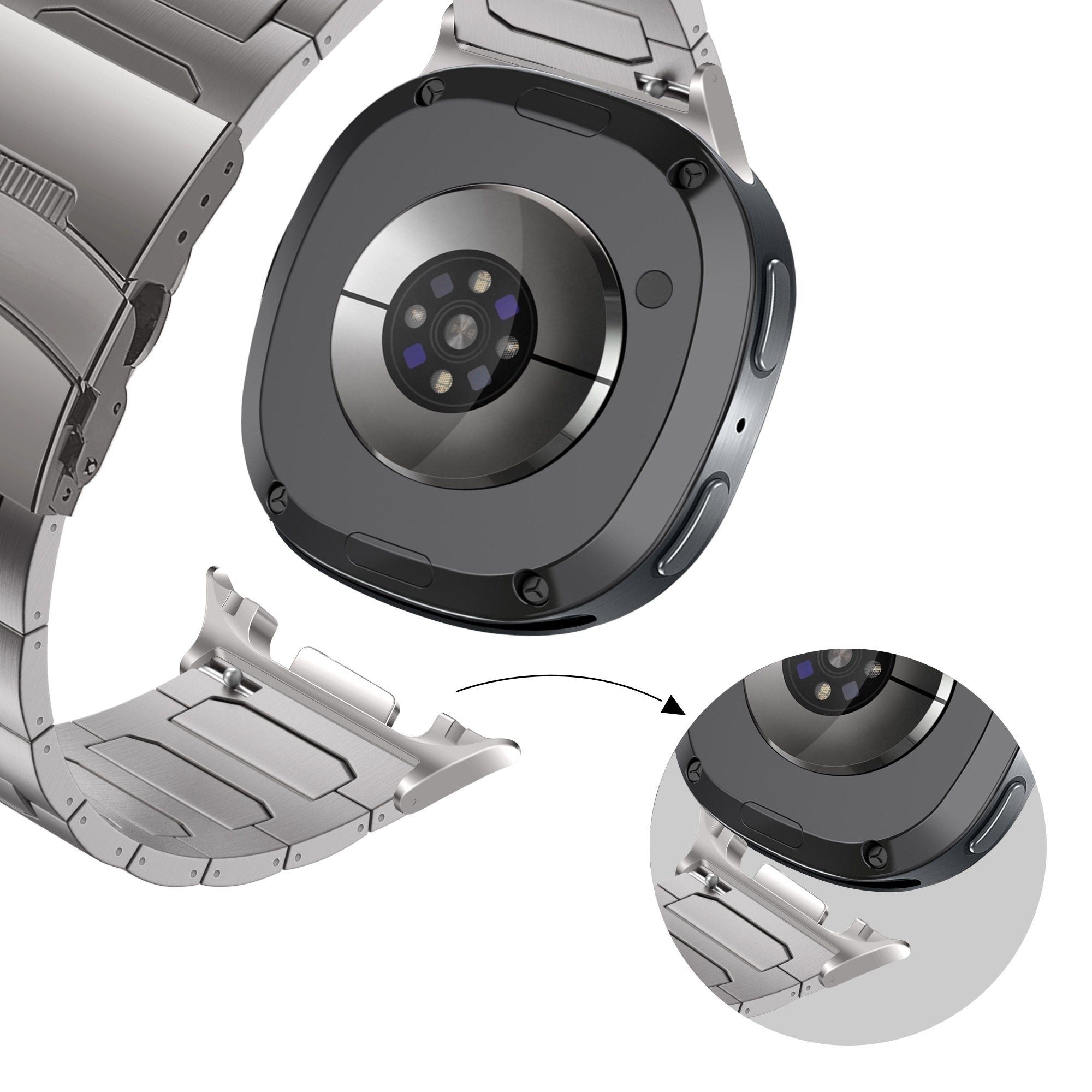 Bandz Samsung Galaxy Watch 8 - 40mm Titan-Armband 'Deluxe' (Titan)