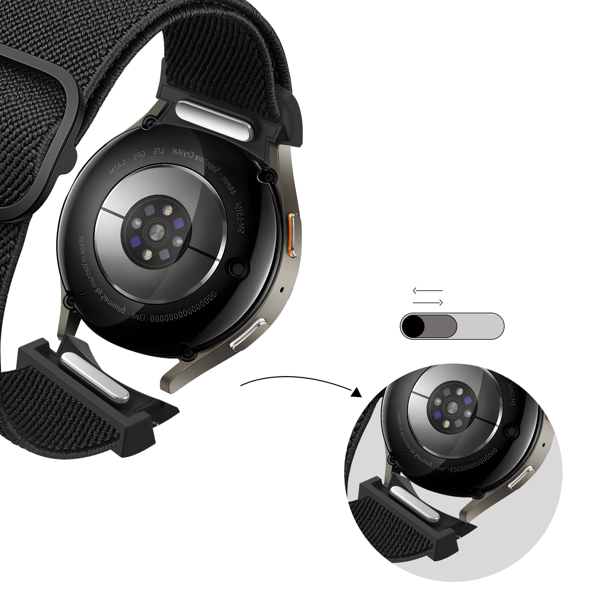 Bandz Samsung Galaxy Watch 4 44mm Elastisches Armband 'Easy Fit' (Schwarz)