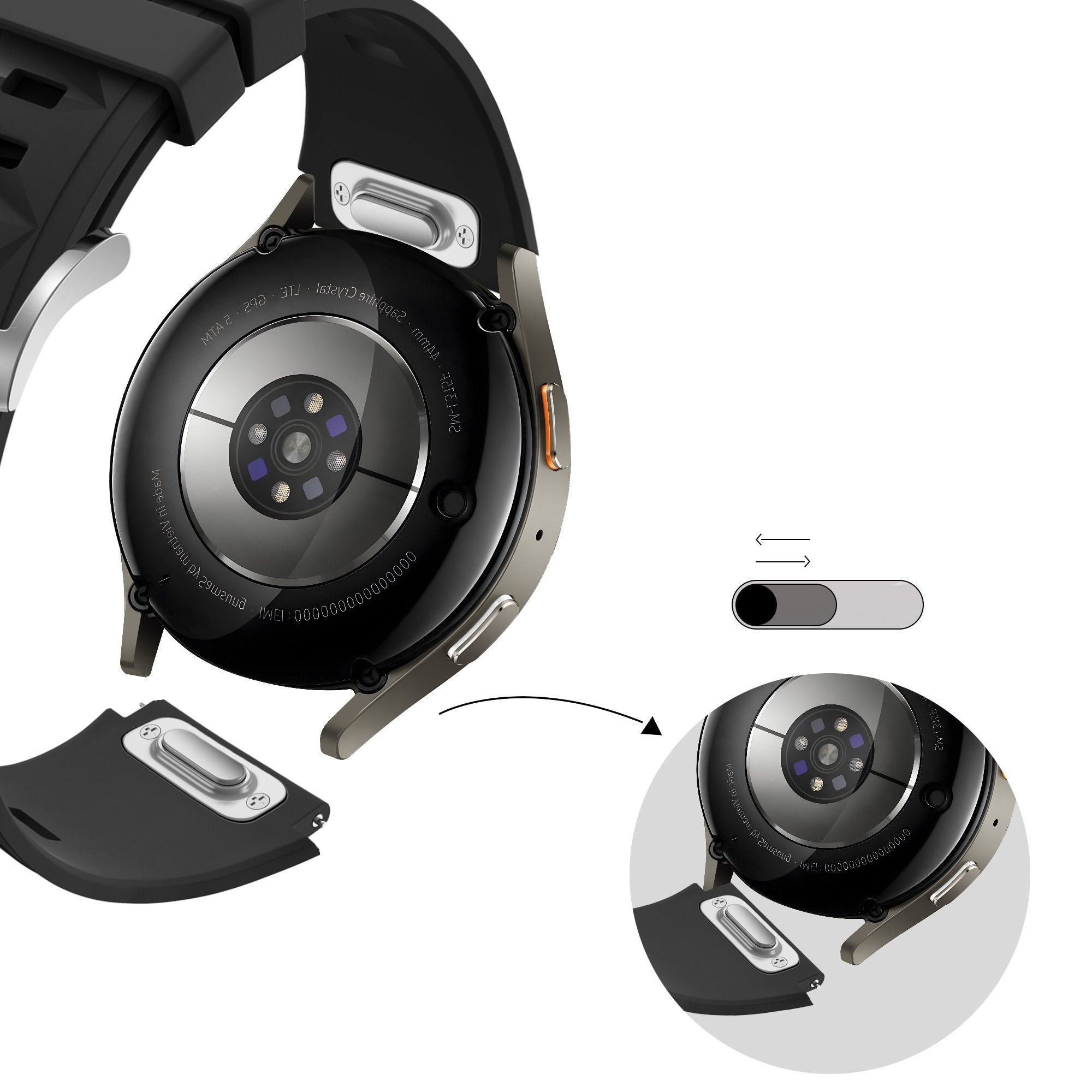 Bandz Huawei Watch GT 5 - 41mm Silikonarmband 'Easy Fit' (Schwarz)