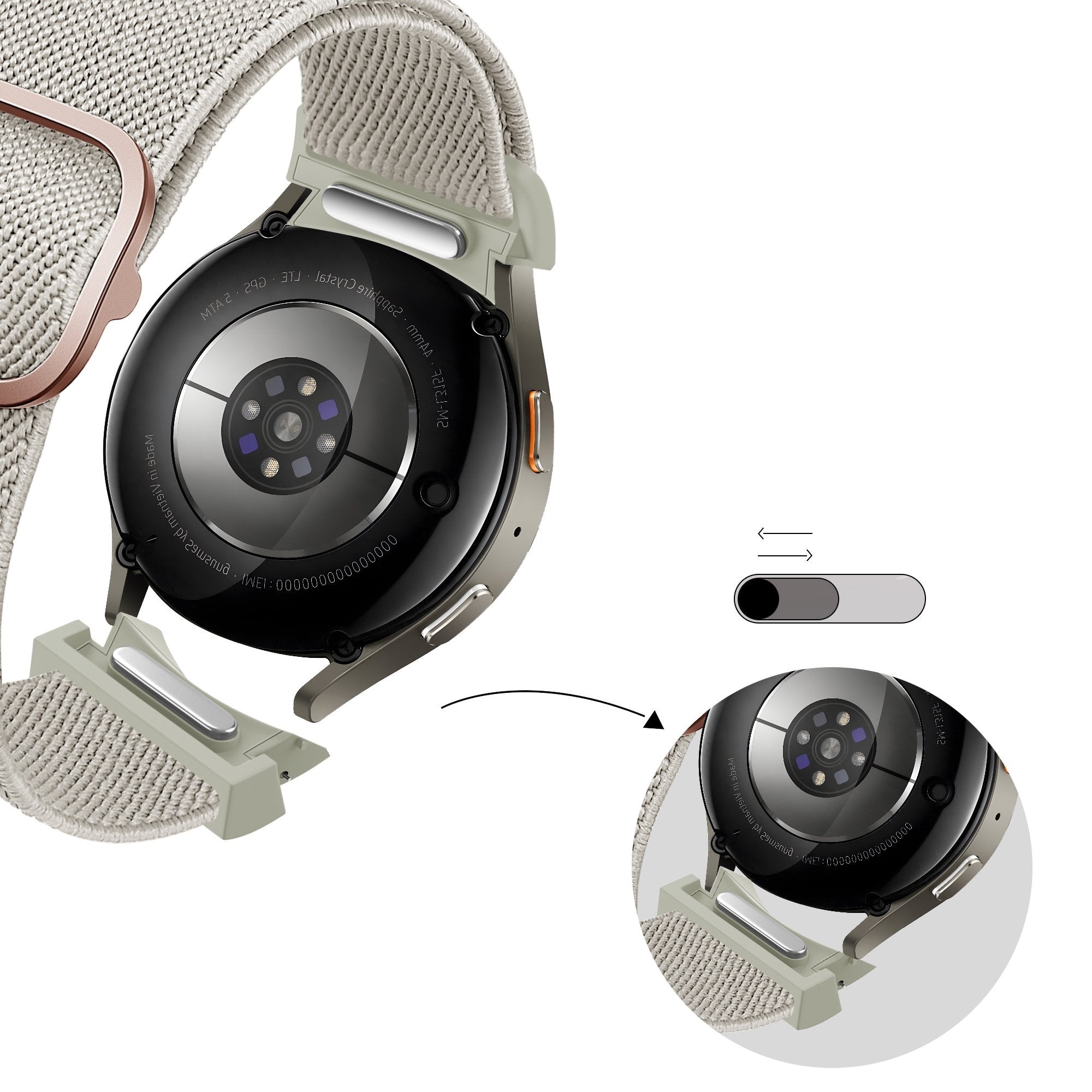 Bandz Samsung Galaxy Watch 6 Classic - 47mm Elastisches Armband 'Easy Fit' (Beige)