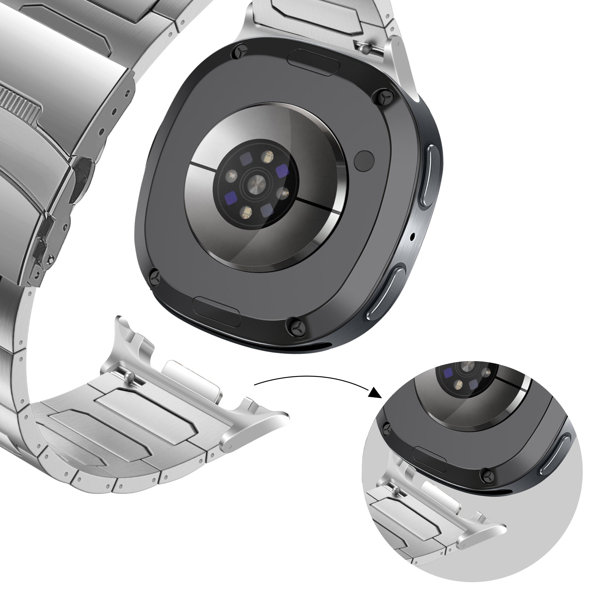 Bandz Correa titanio 'Deluxe' Samsung Galaxy Watch 8 Classic (plateado)