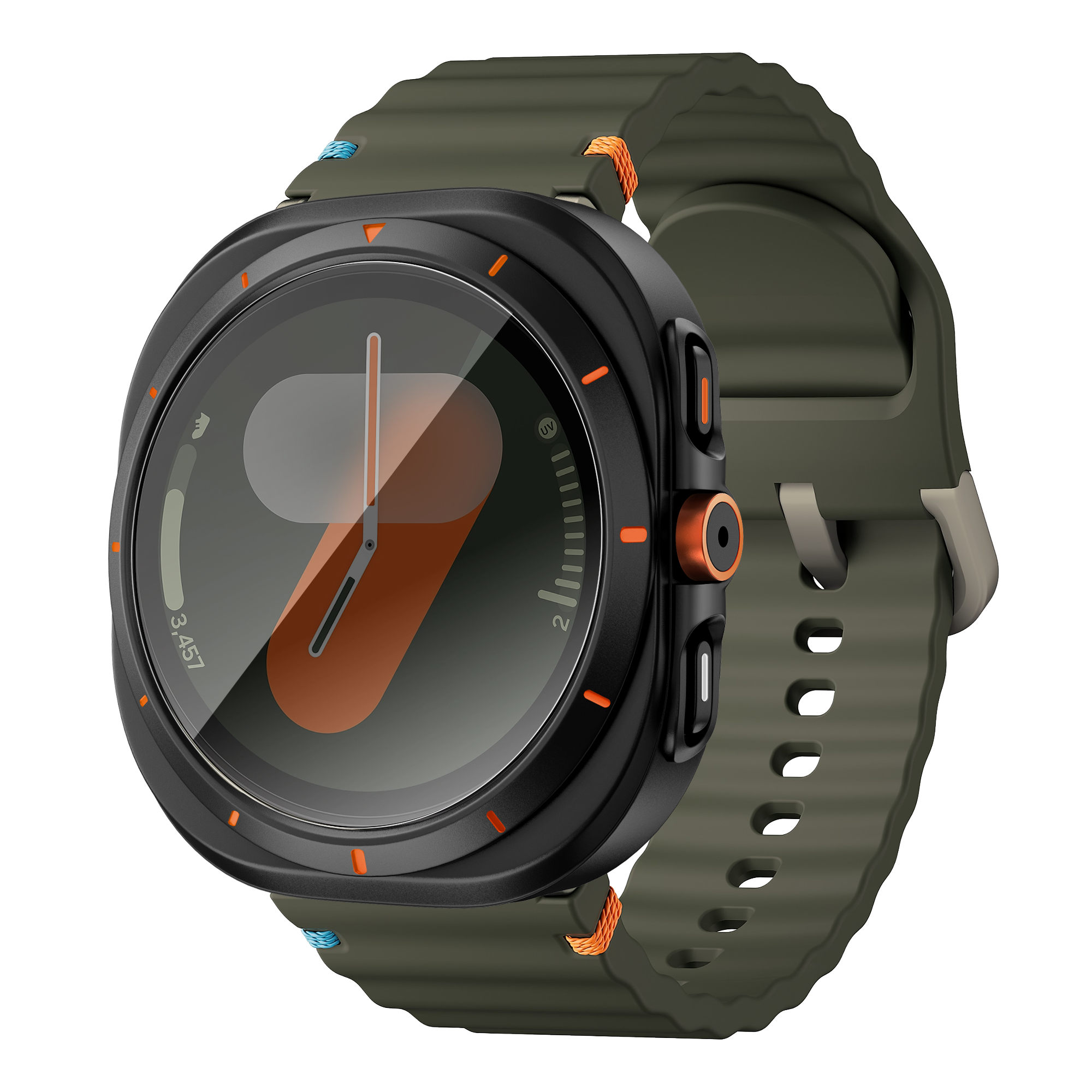 Bandz Funda de PC cuadrada con vidrio Samsung Galaxy Watch 7 - 44 mm (negro)