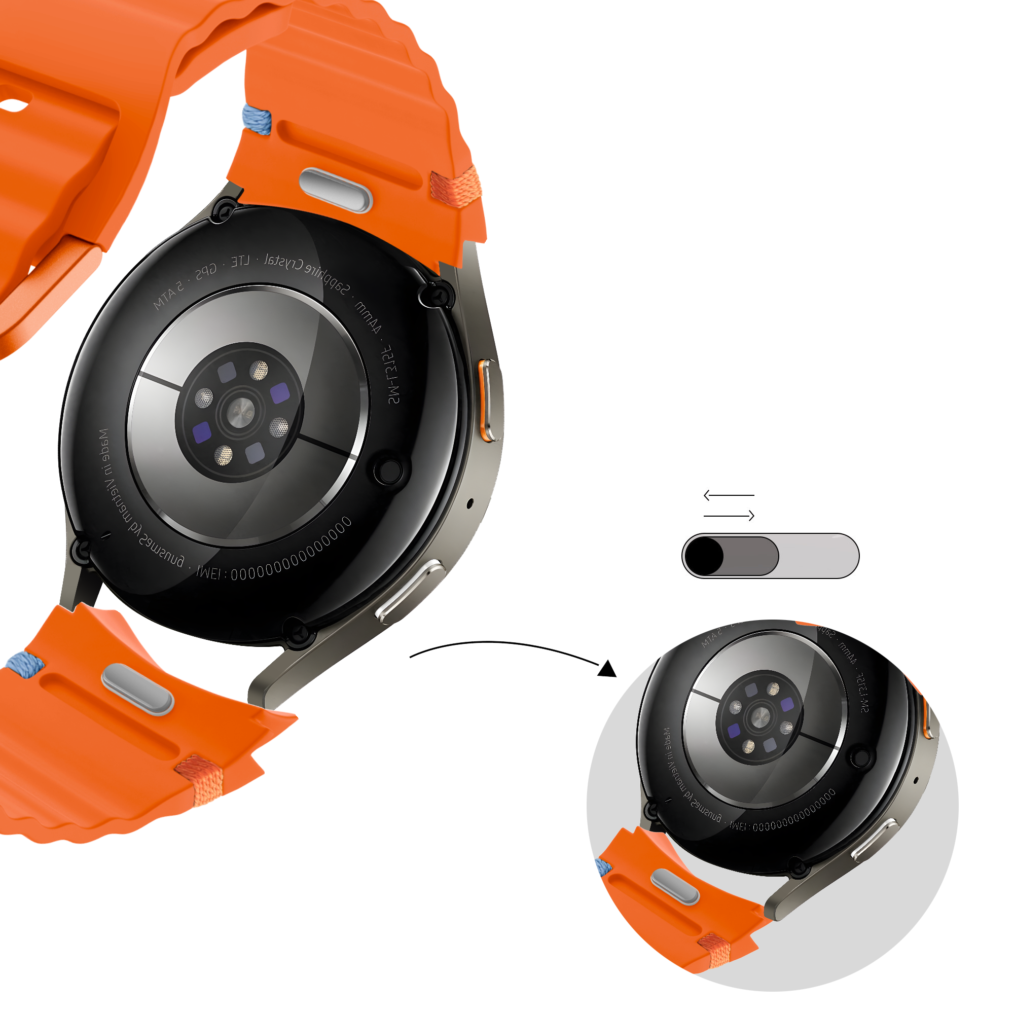 Bandz Samsung Galaxy Watch 6 - 44mm Wave-Armband 'Easy Fit' (Orange)