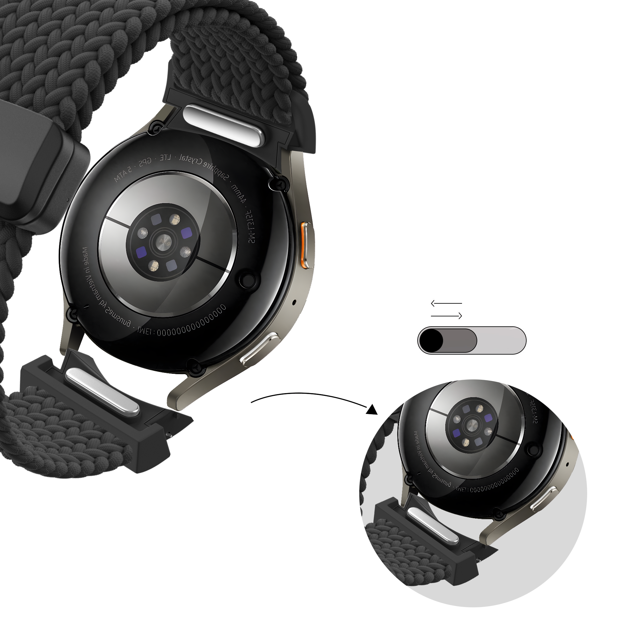 Bandz Samsung Galaxy Watch 5 Pro Braided Strap 'Easy Fit' (Black)