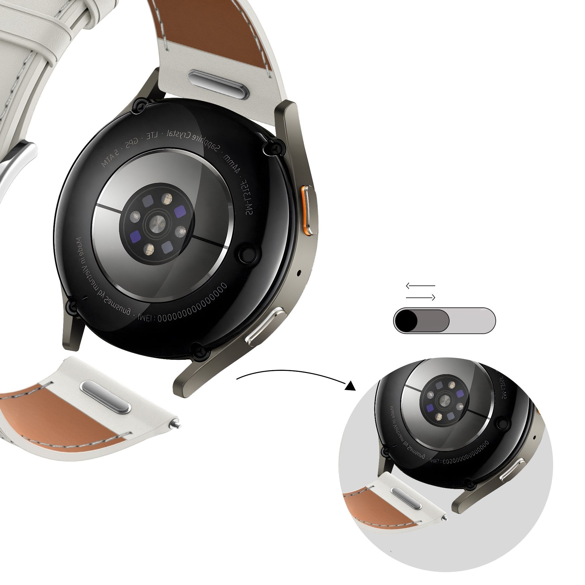 Bandz Huawei Watch GT 5 - 41mm Lederarmband 'Easy Fit' (Weiß)