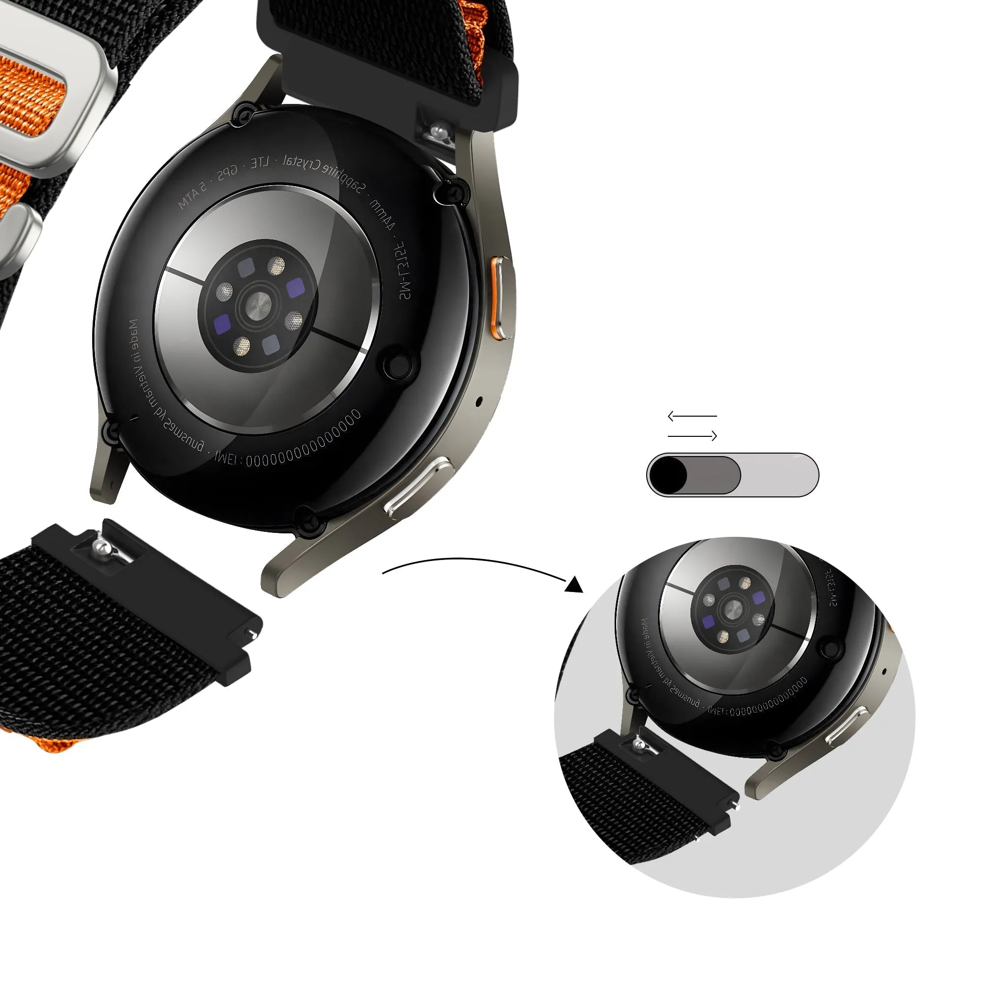 Bandz Amazfit GTS 3 Alpine Nylon Strap (Black/Orange)