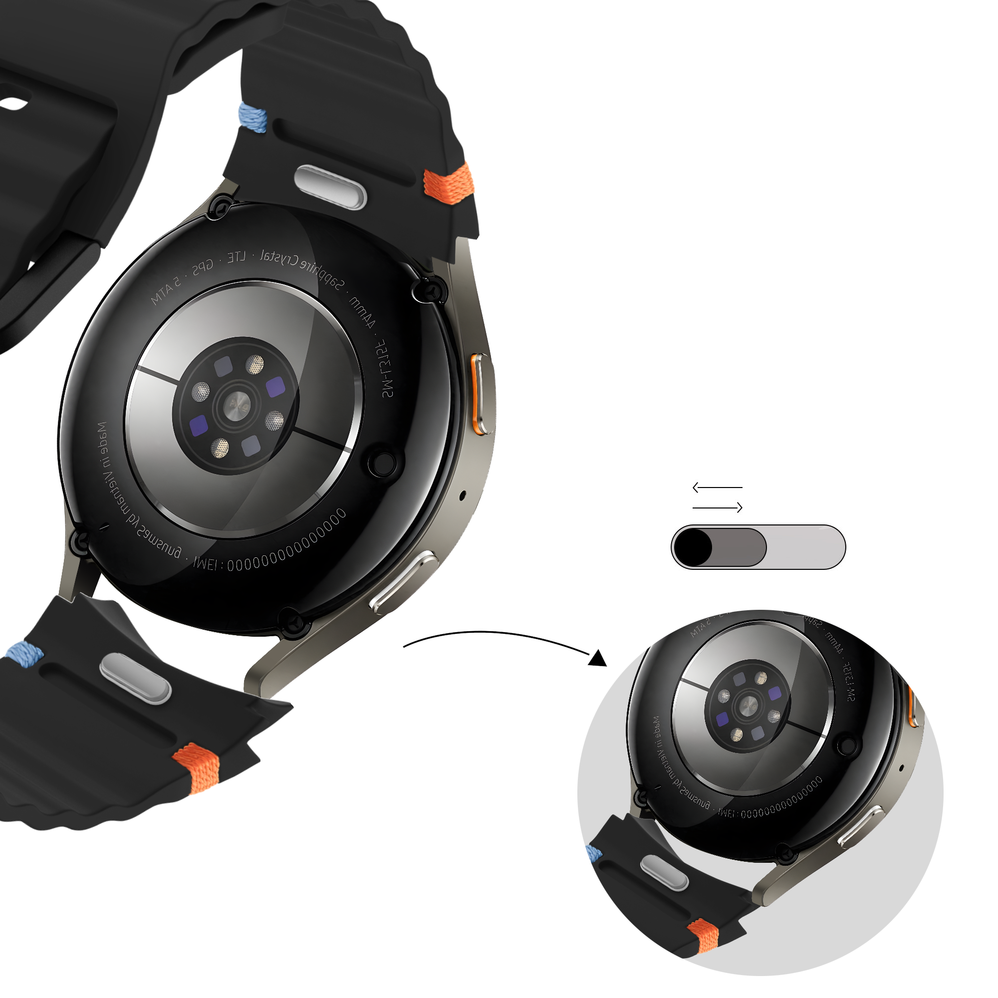 Bandz Samsung Galaxy Watch 5 Pro Wave Strap 'Easy Fit' (Black)