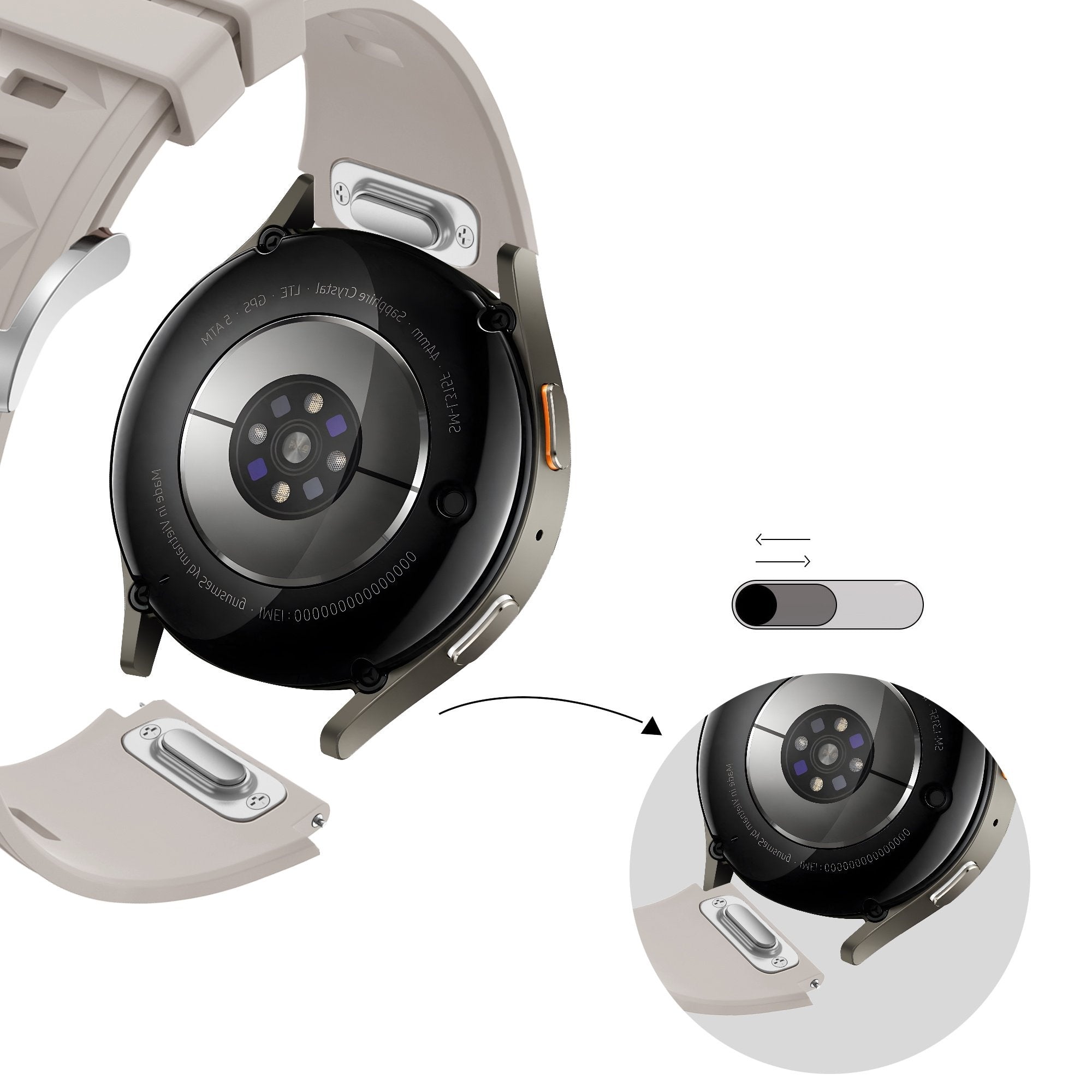 Bandz Correa silicona 'Easy Fit' Huawei Watch 5 - 42mm (blanco estrella)