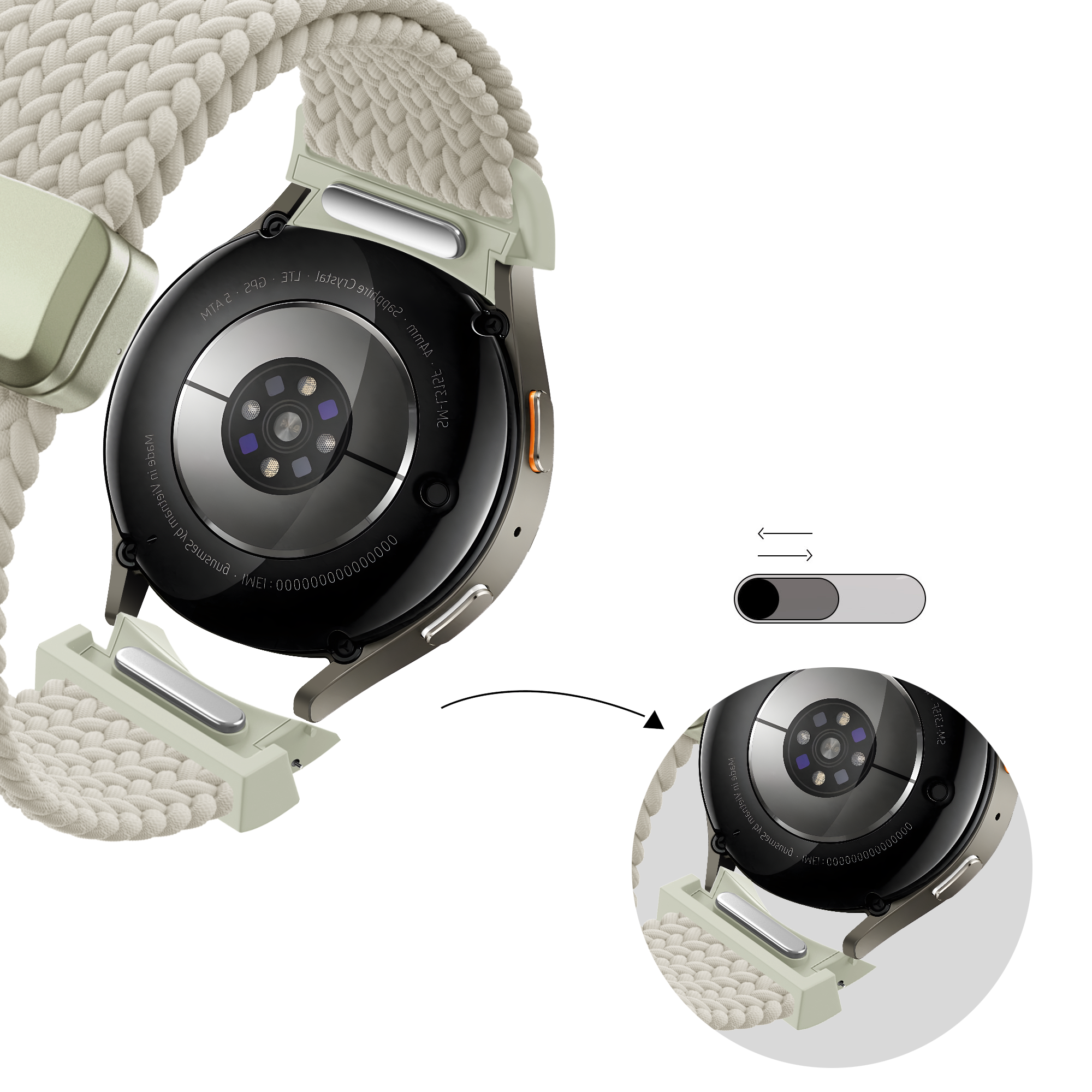 Bandz Samsung Galaxy Watch 7 - 40mm Braided Strap 'Easy Fit' (Starlight)