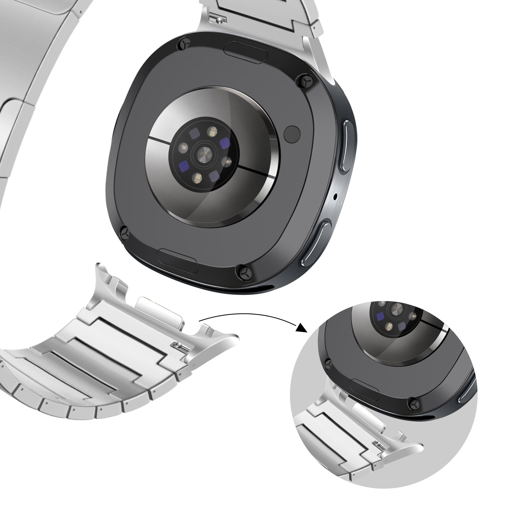 Bandz Samsung Galaxy Watch 8 Classic Titanium Strap 'One Bead' (Silver)