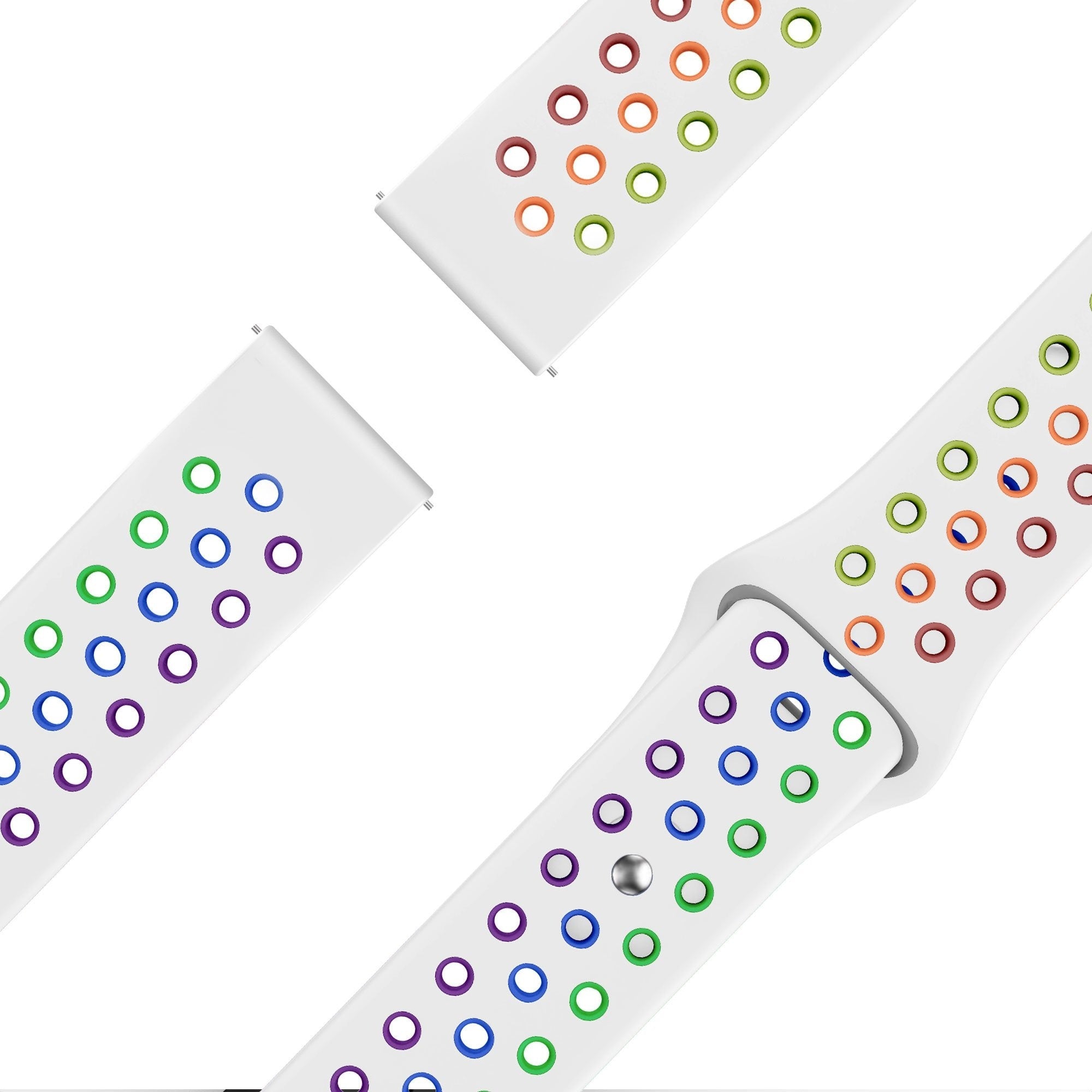 Bandz Coros Apex 42mm Sport Strap 'Deluxe' (White/Rainbow)