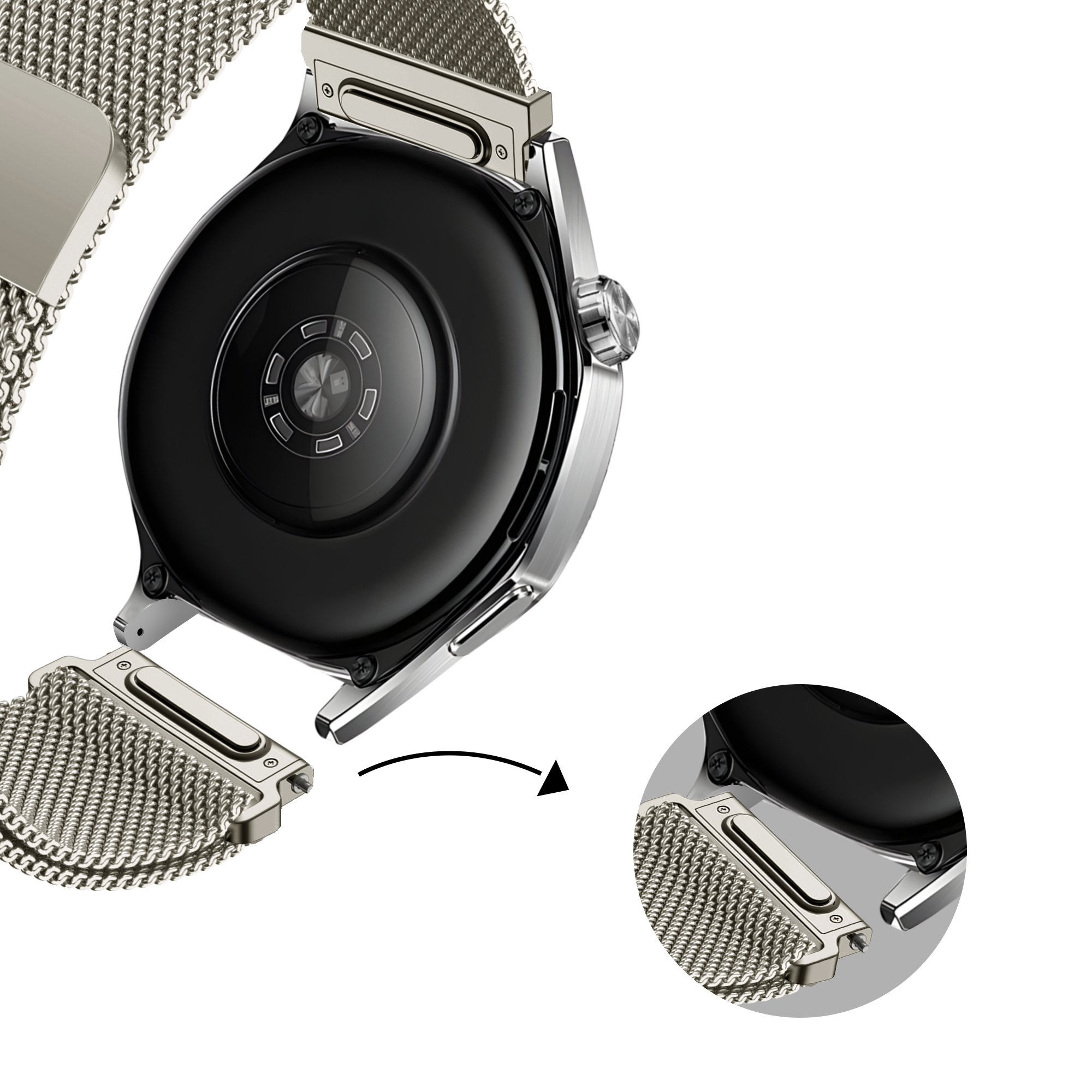 Bandz Amazfit Bip U (Pro) Milanese Strap 'Easy fit' (Starlight)