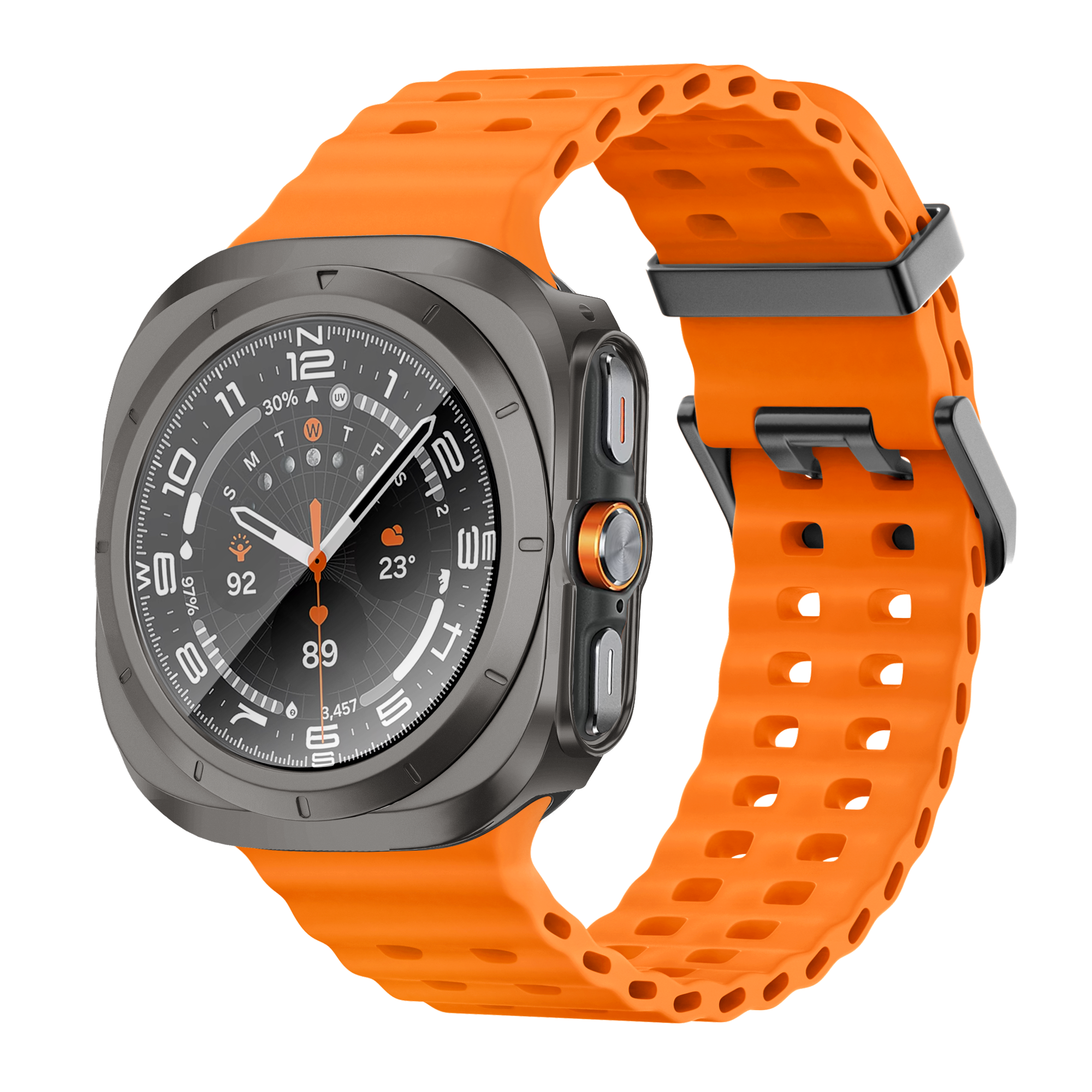 Bandz Funda PC con vidrio Samsung Galaxy Watch Ultra (gris titanio)