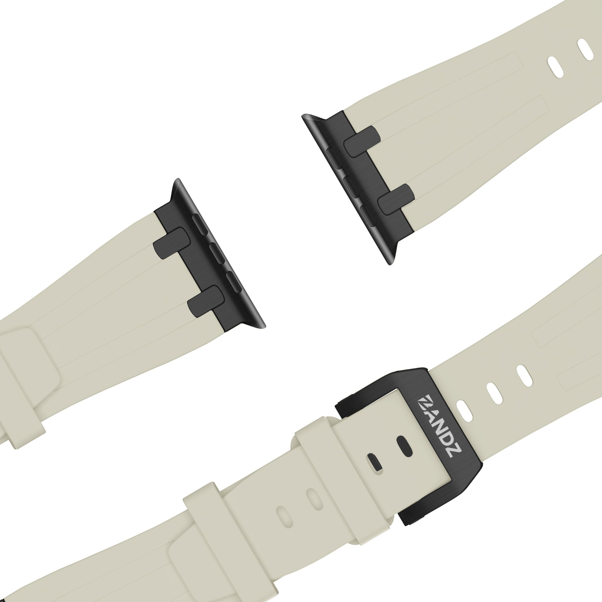 Bandz Apple Watch Silicone Strap 'Luxe Liquid' (Beige With Black)
