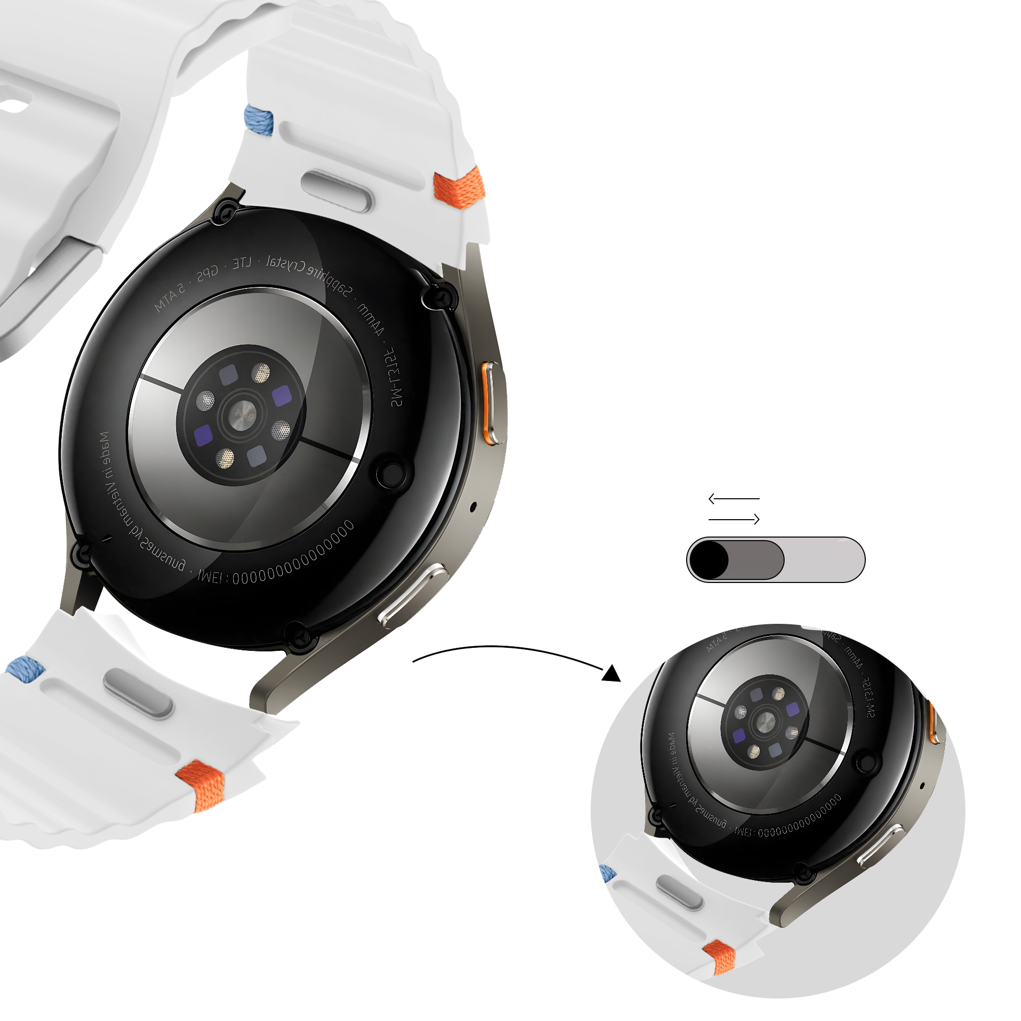 Bandz Samsung Galaxy Watch 4 44mm Wave-Armband 'Easy Fit' (Weiß)