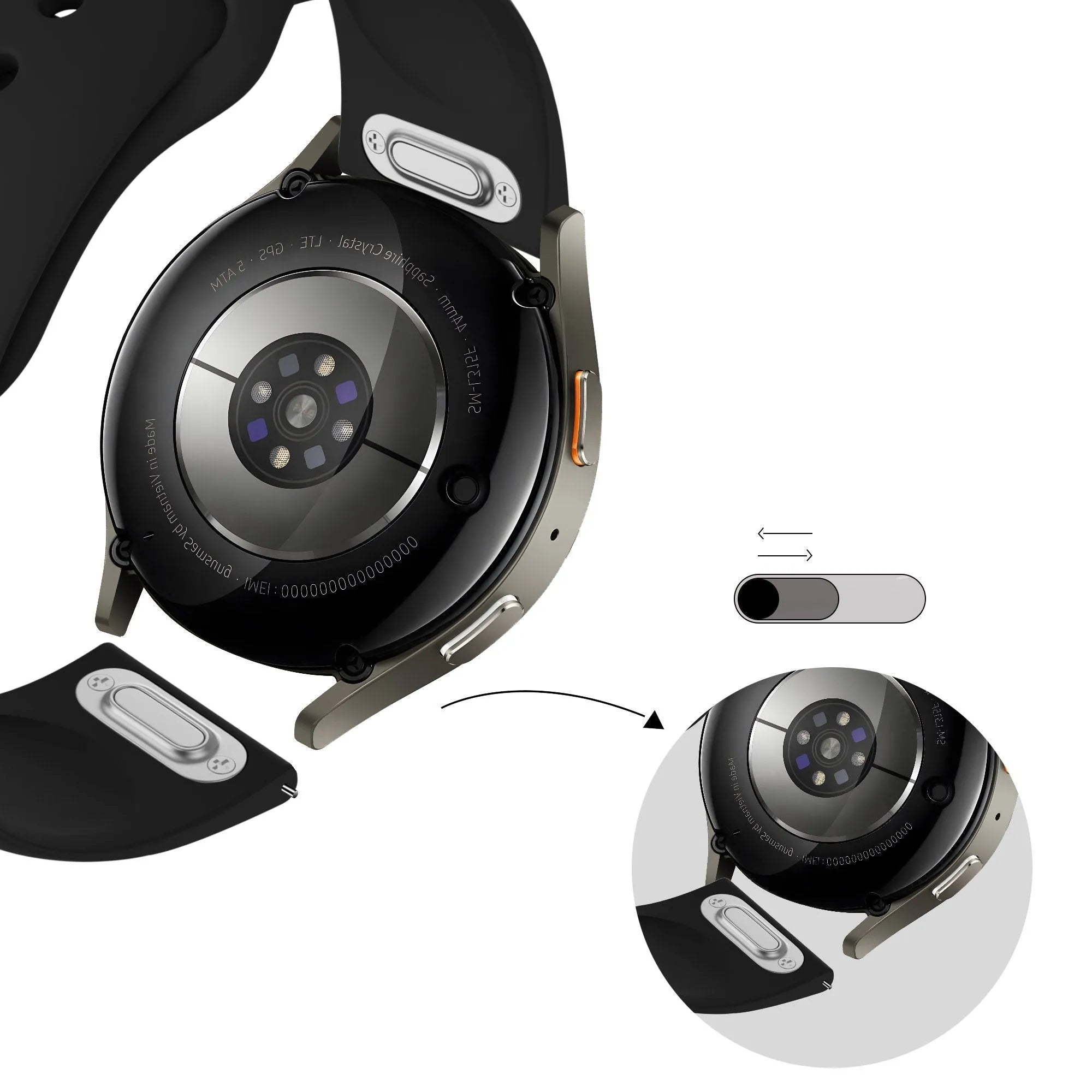 Bandz Coros Apex 46mm Sport Armband 'Easy Fit' (Schwarz)
