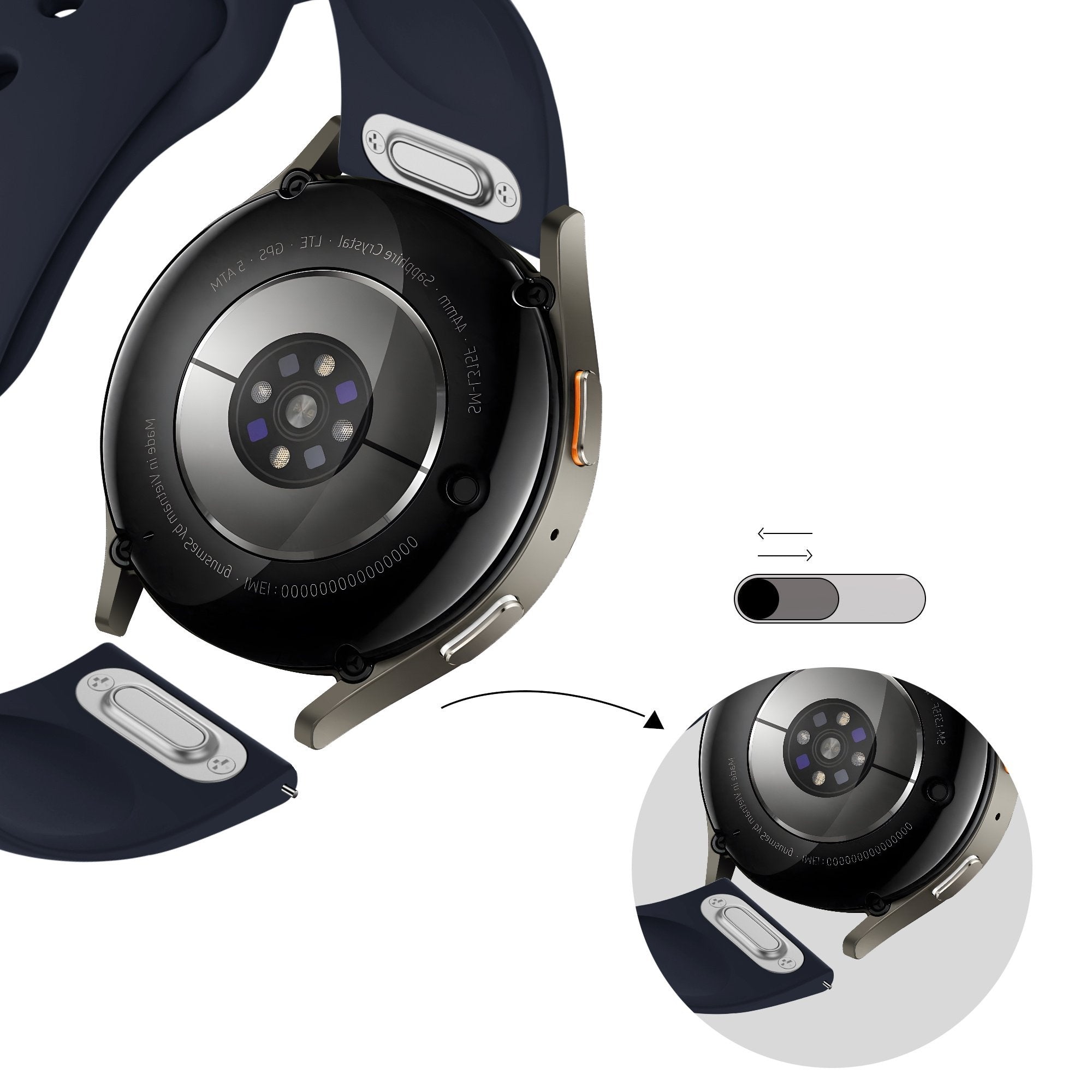 Bandz Huawei Watch GT 3 Pro 46mm Sport Armband 'Easy Fit' (Dunkel Blau)