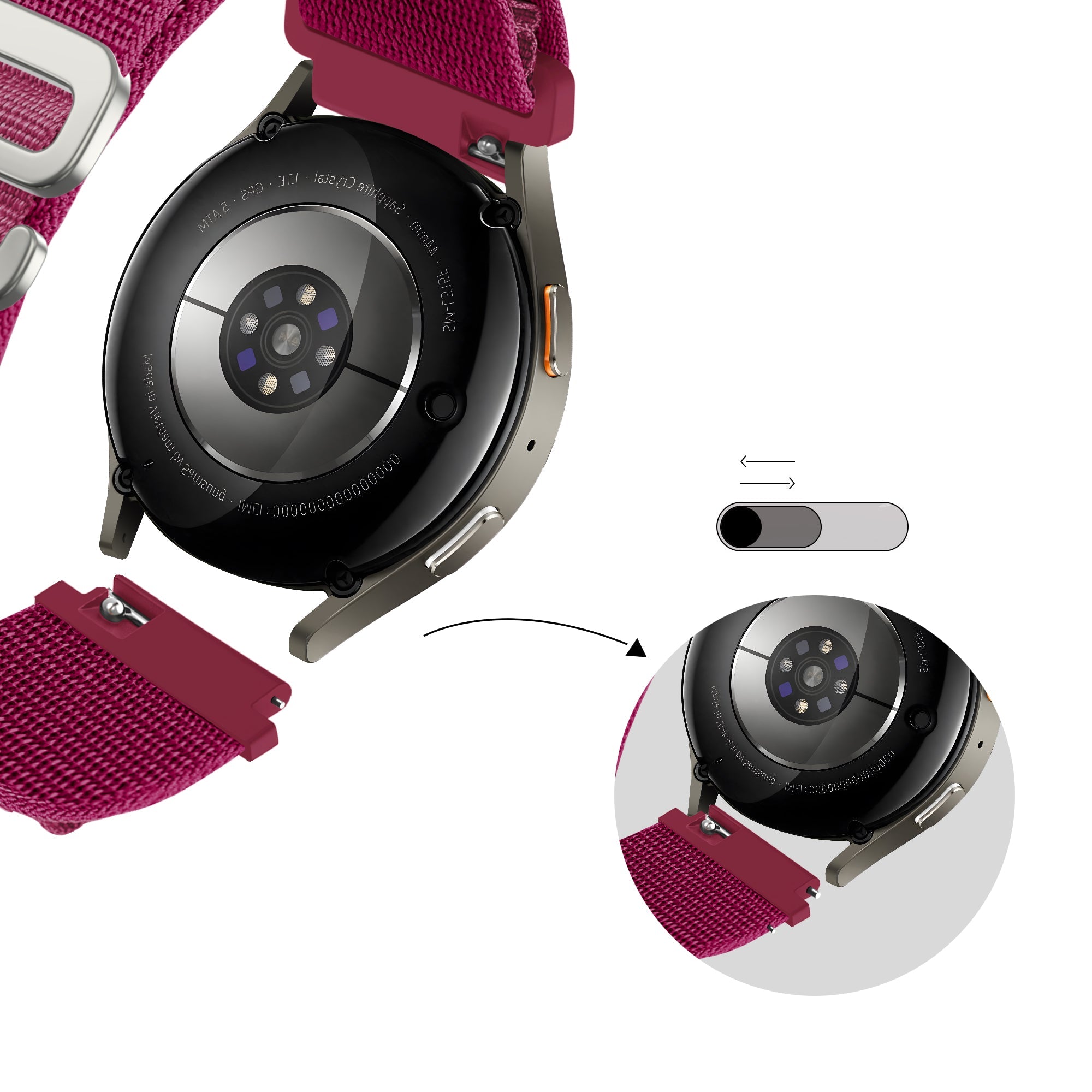 Bandz Samsung Galaxy Watch 7 - 40mm Alpine Nylon Strap (Rose-Red)