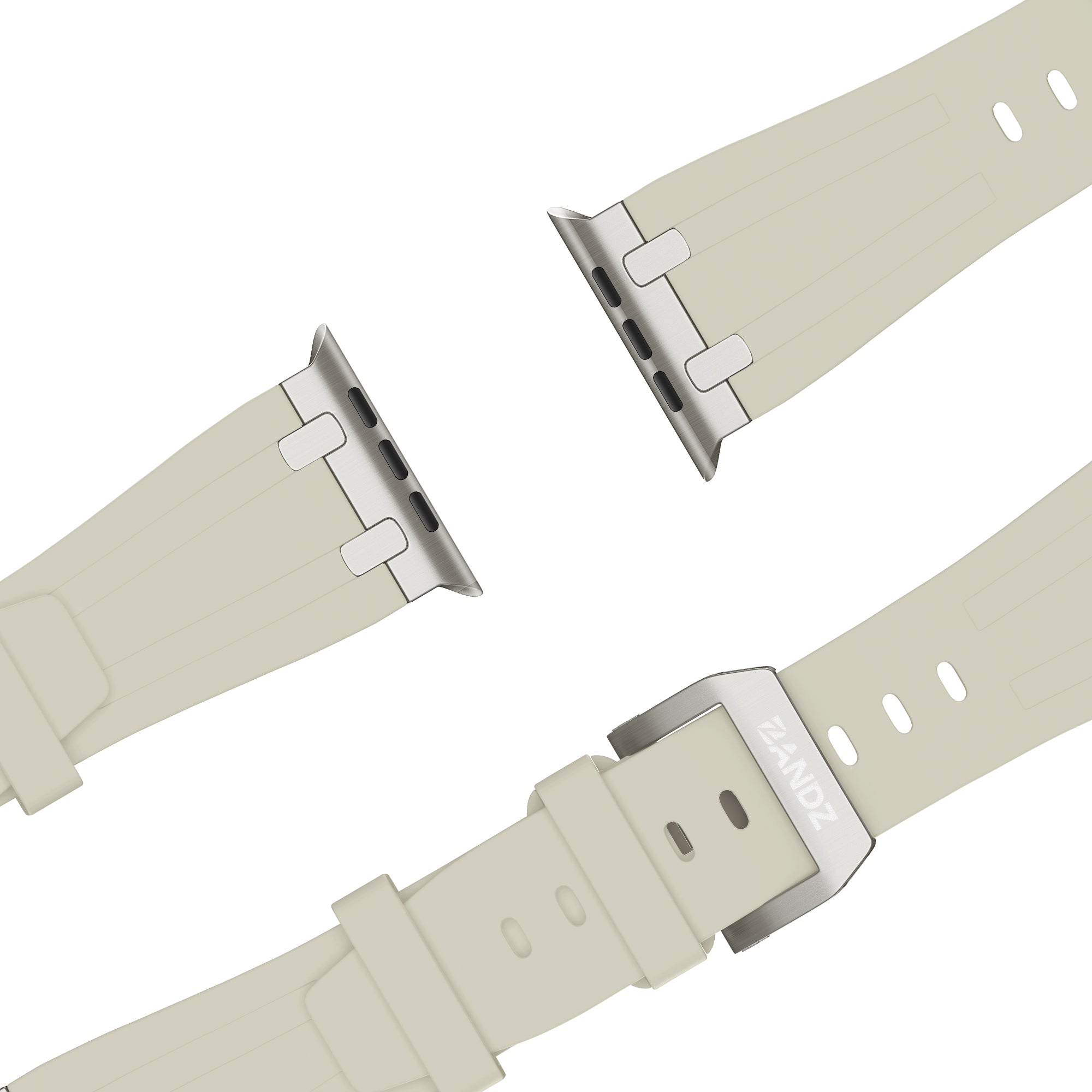 Bandz Apple Watch Silicone Strap 'Luxe Liquid' (Beige With Titanium)