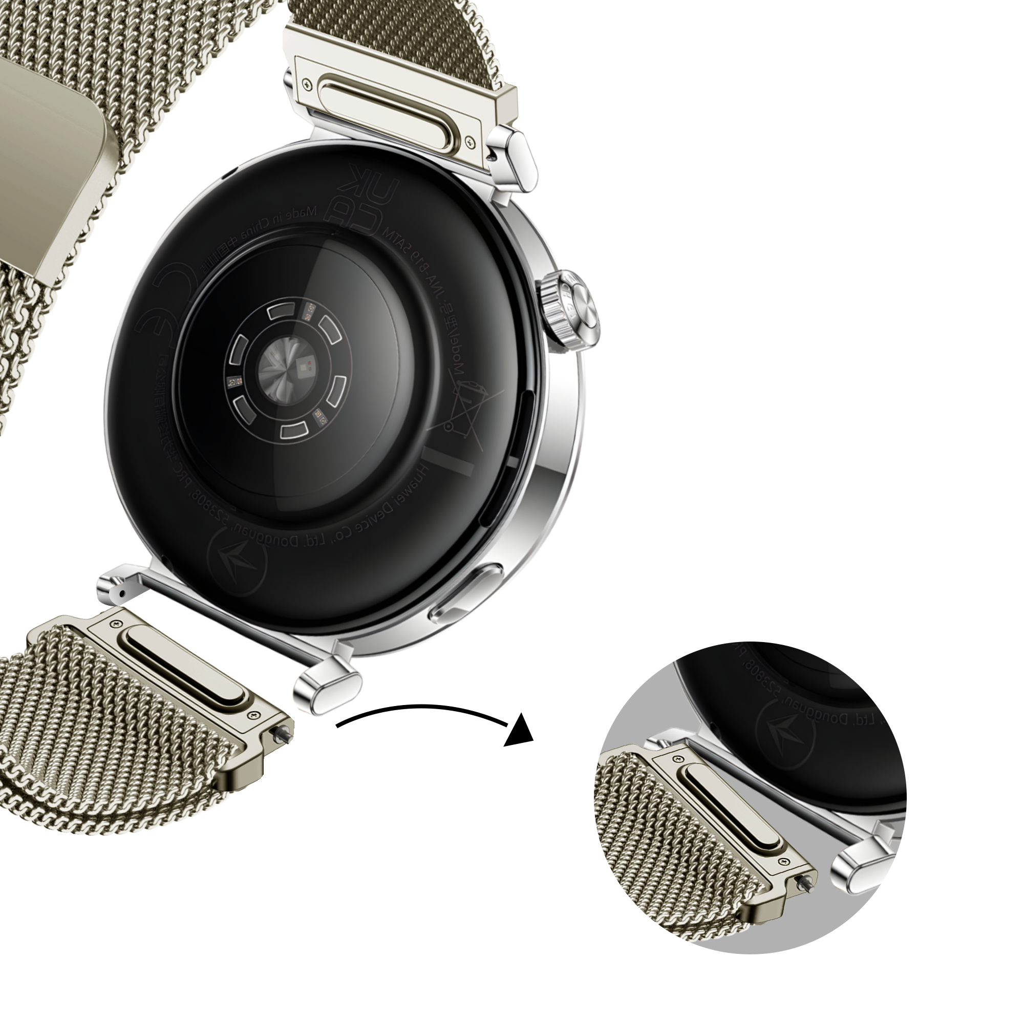 Bandz Huawei Watch GT 6 - 41mm Milanese Strap 'Easy fit' (Starlight)