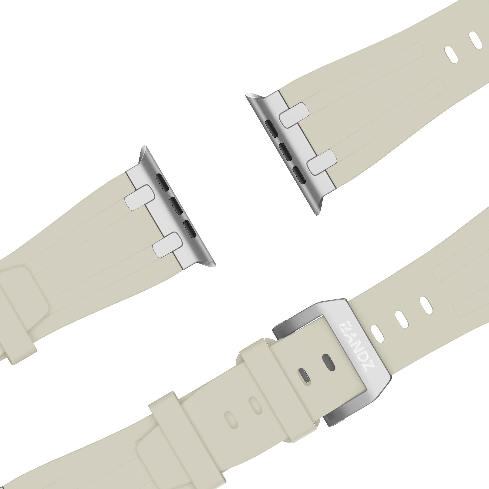 Bandz Apple Watch Silicone Strap 'Luxe Liquid' (Beige With Silver)
