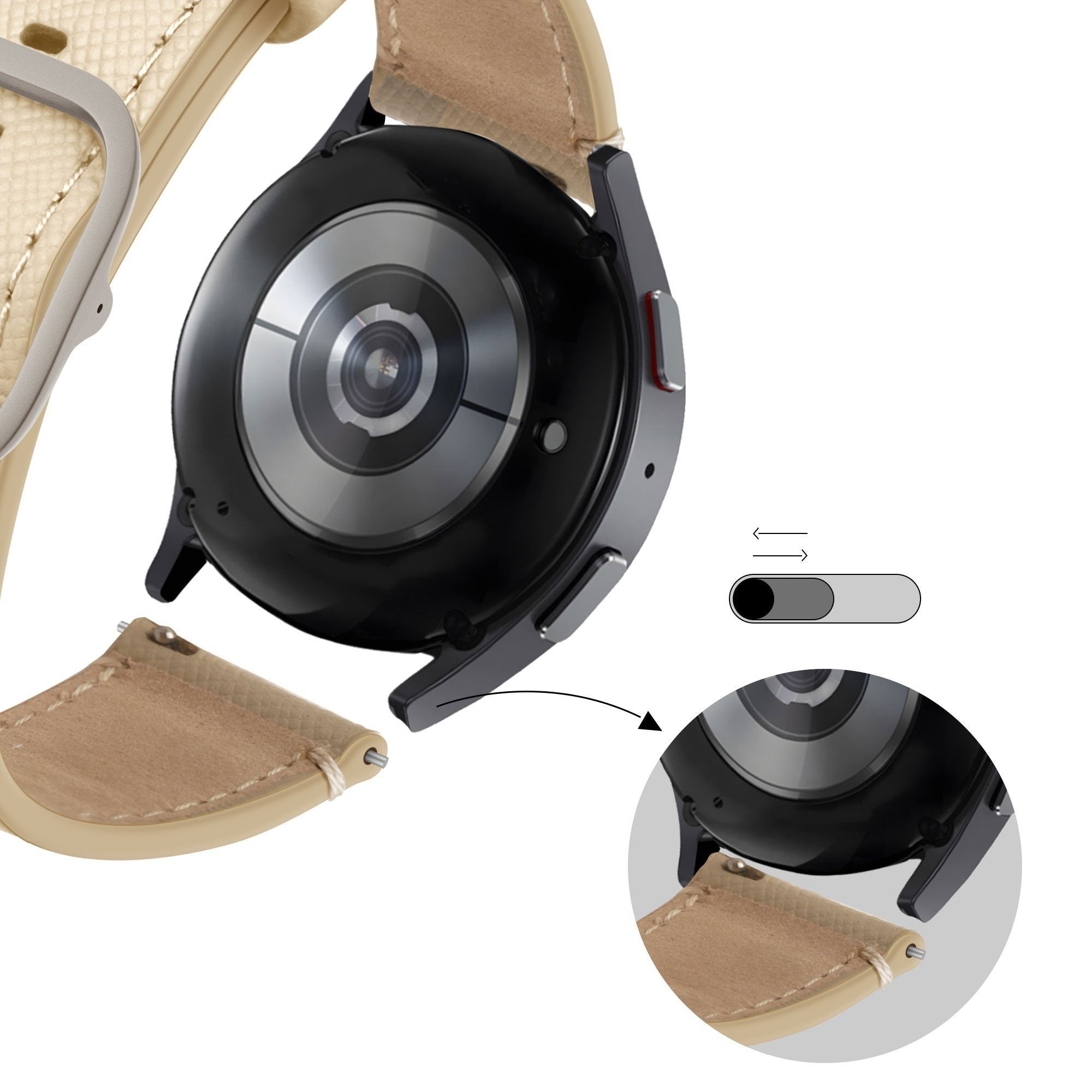 Bandz Correa cuero 'Deluxe' Coros Apex 42mm (kaki)