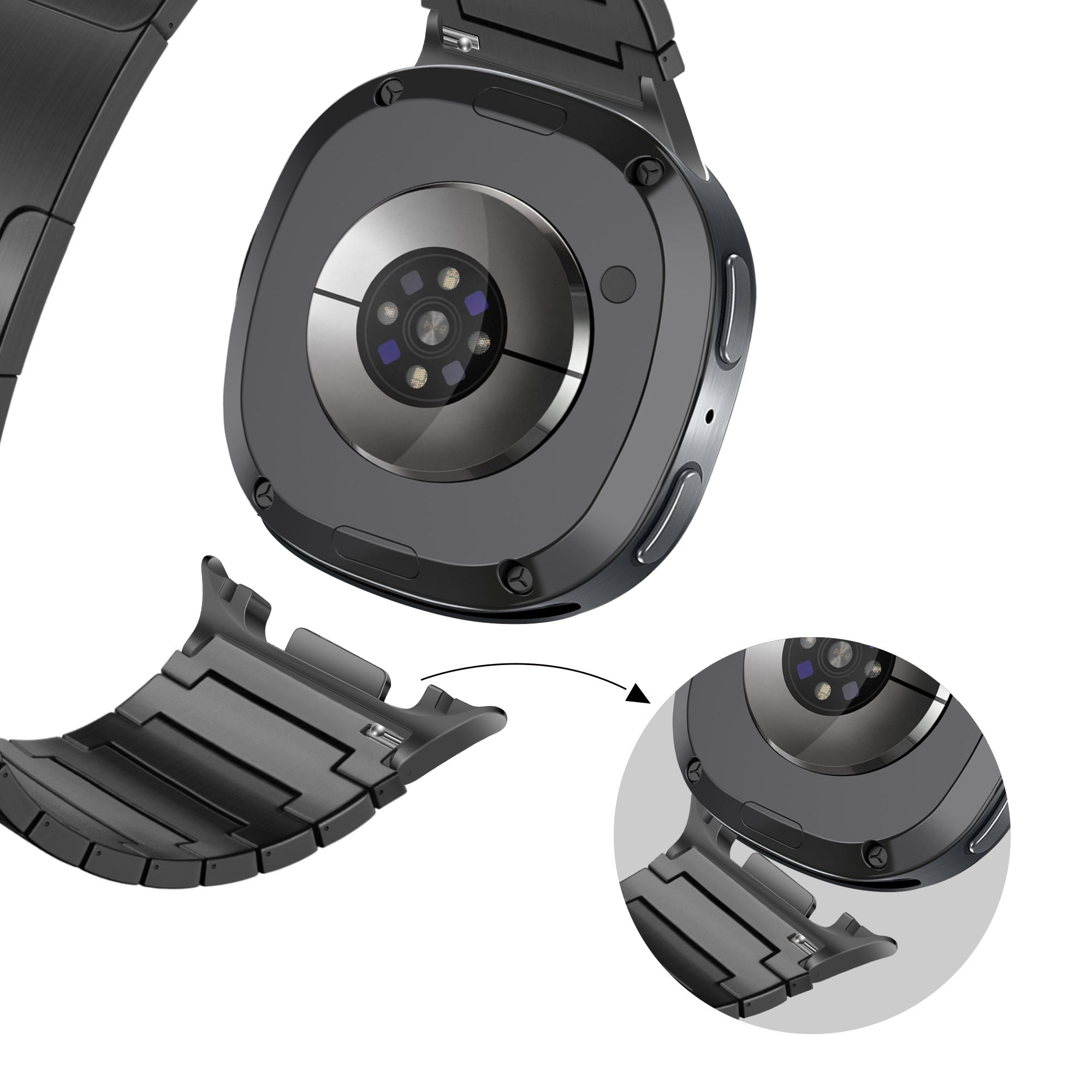 Bandz Samsung Galaxy Watch 8 - 40mm Titanarmband 'One Bead' (Schwarz)