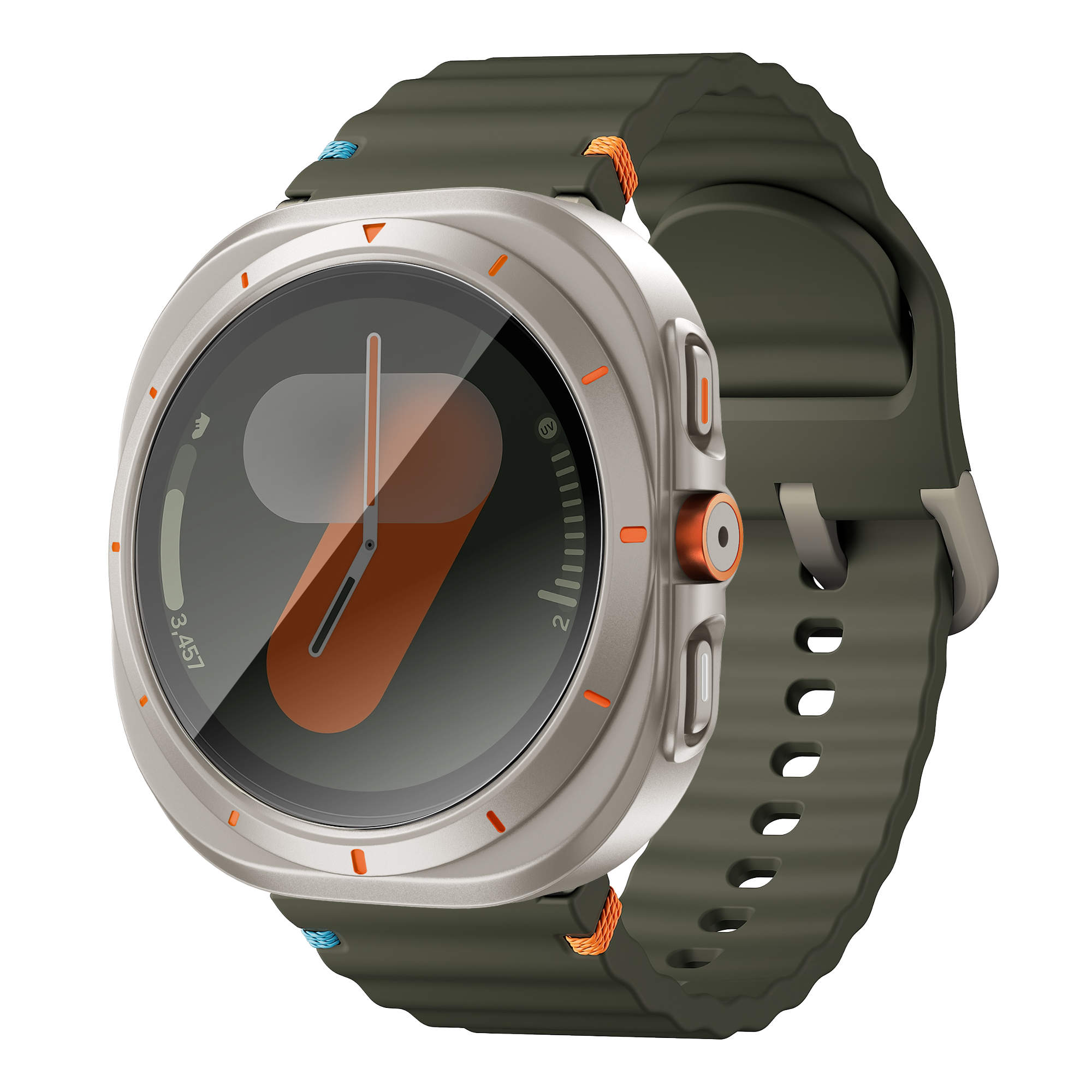 Bandz Funda de PC cuadrada con vidrio Samsung Galaxy Watch 7 - 44 mm (titanio)