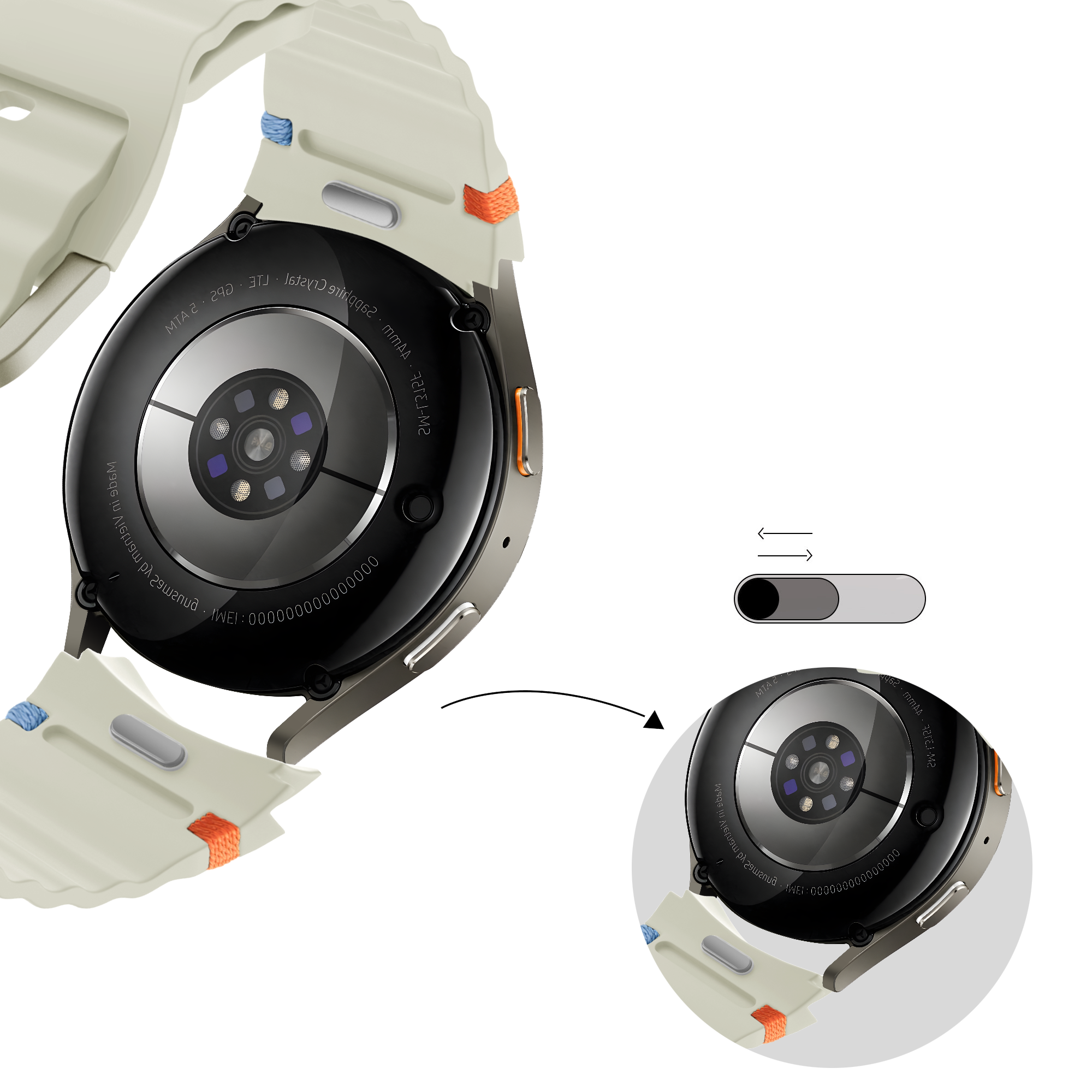 Bandz Samsung Galaxy Watch 5 - 44mm Wave Strap 'Easy Fit' (Starlight)