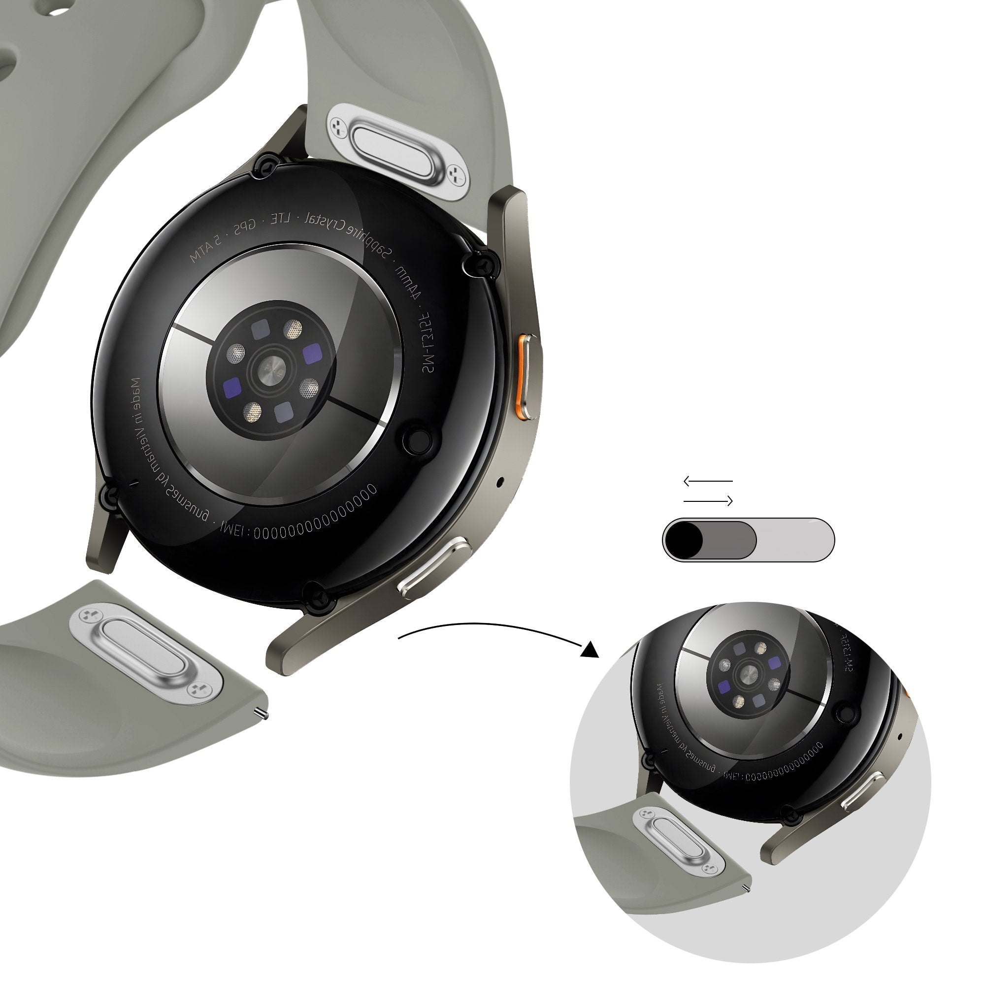 Bandz Huawei Watch 4 (Pro) Sport Armband 'Easy Fit' (Hell Grau)