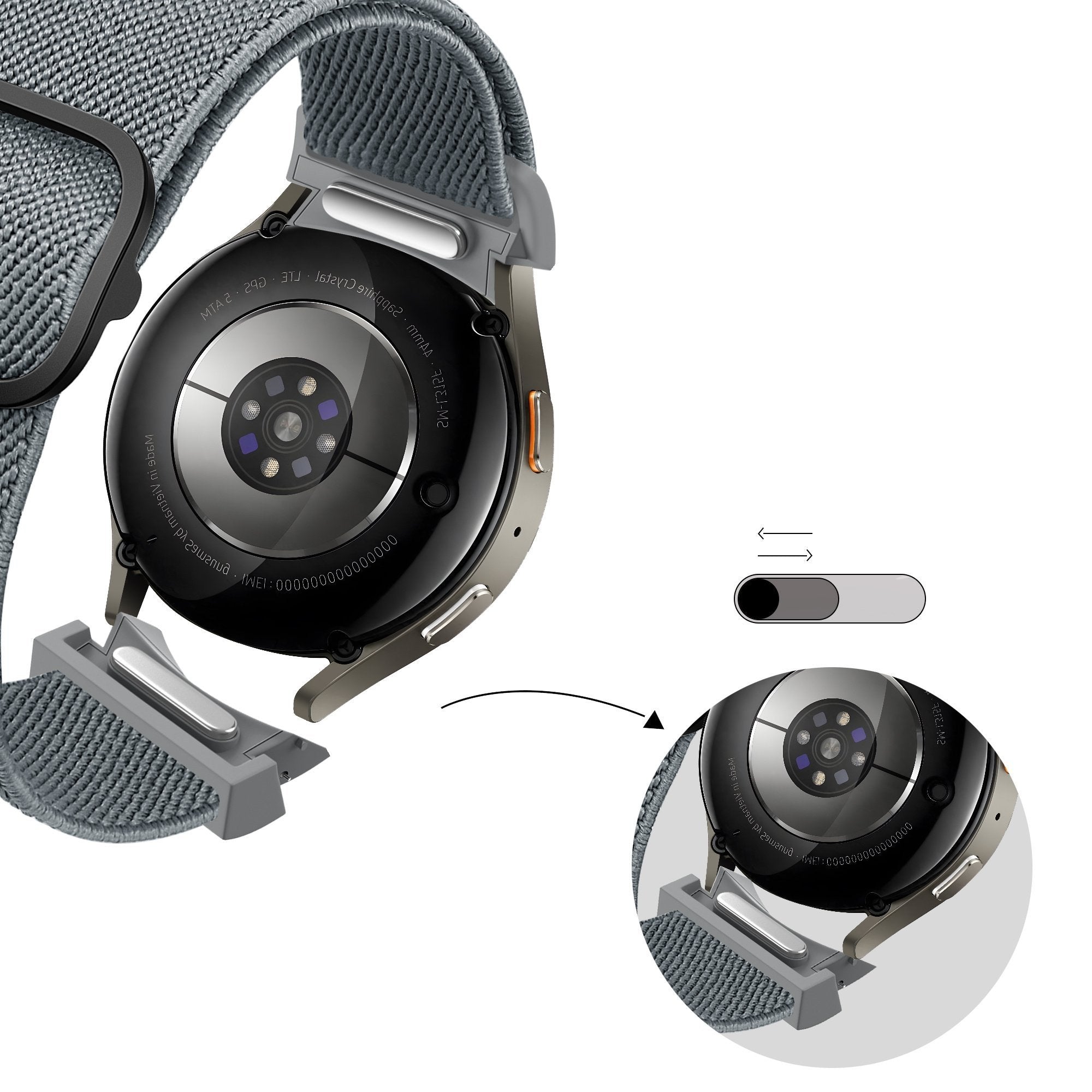 Bandz Samsung Galaxy Watch 4 Classic 46mm Elastisches Armband 'Easy Fit' (Grau/Blau)