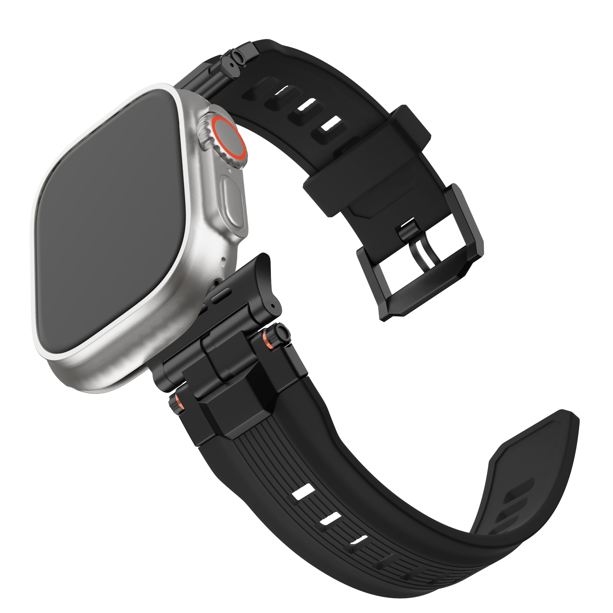 Bandz Apple Watch Liquid Silicone Strap 'Explorer' (Black with Black)