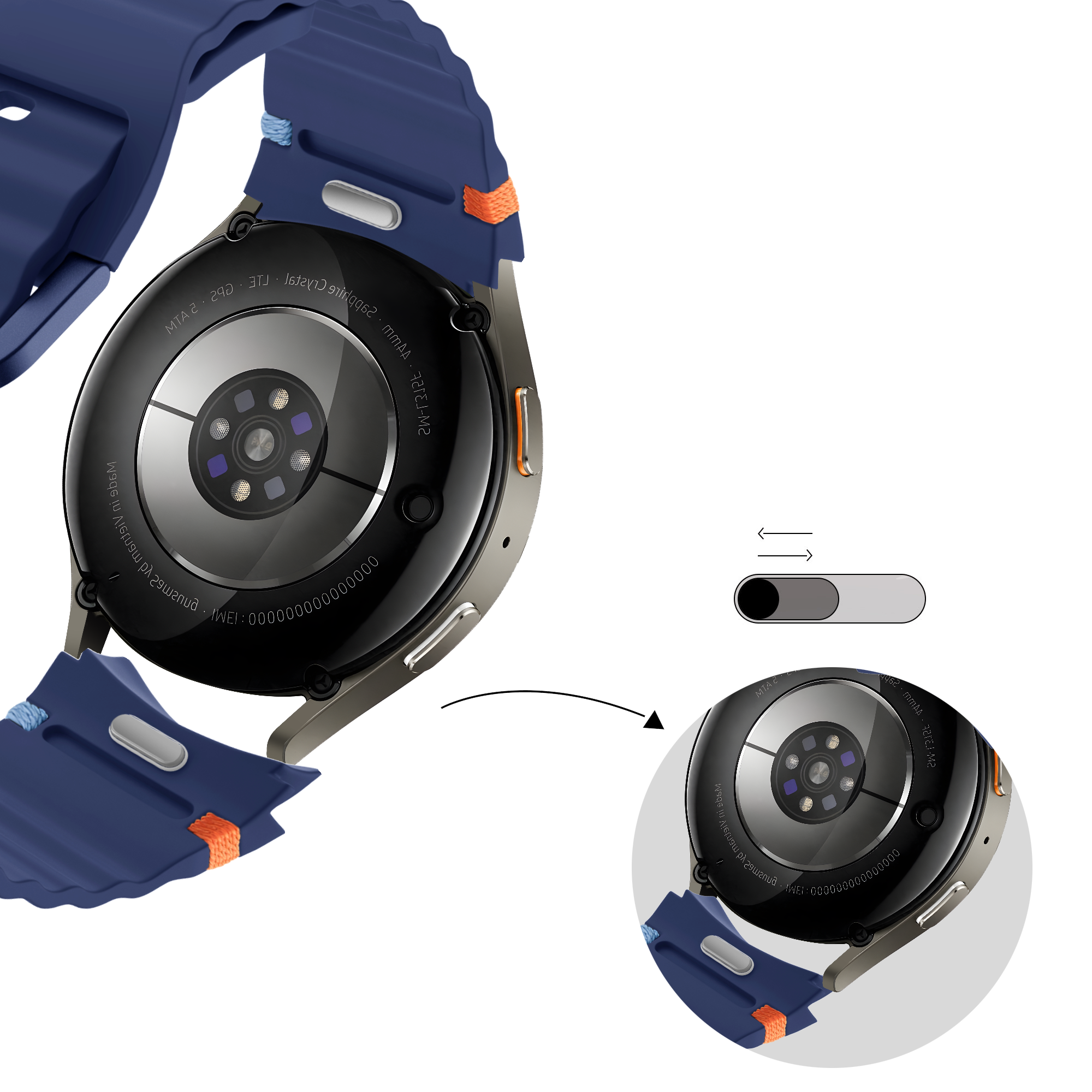 Bandz Samsung Galaxy Watch 6 - 44mm Wave-Armband 'Easy Fit' (Dunkel Blau)