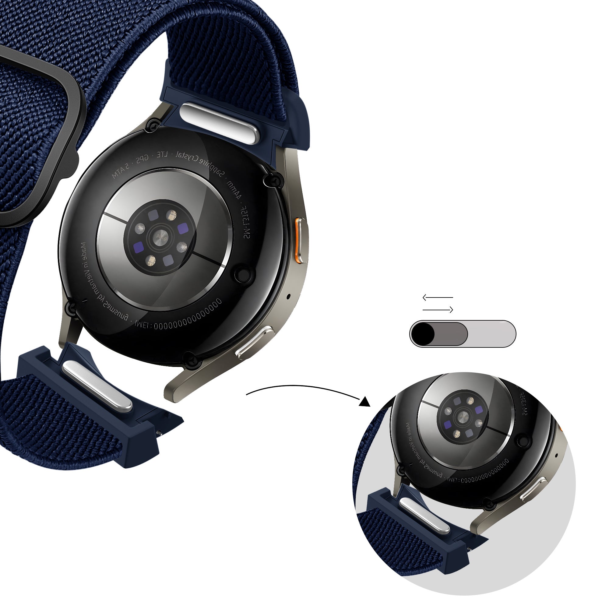 Bandz Samsung Galaxy Watch 4 44mm Elastisches Armband 'Easy Fit' (Dunkel Blau)