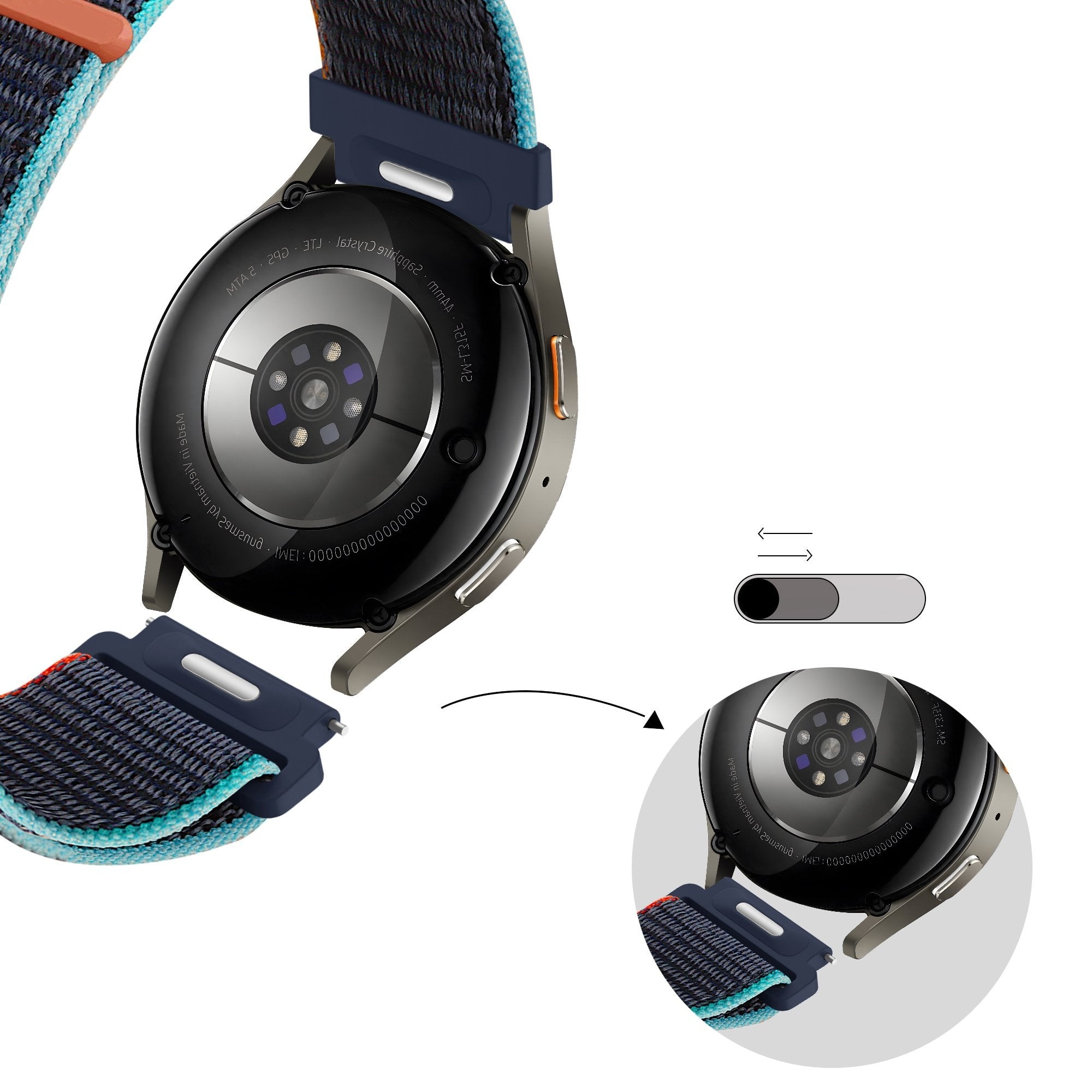 Bandz Samsung Galaxy Watch 7 - 40mm Nylon Strap 'Easy Fit' (Dark Blue Mix)