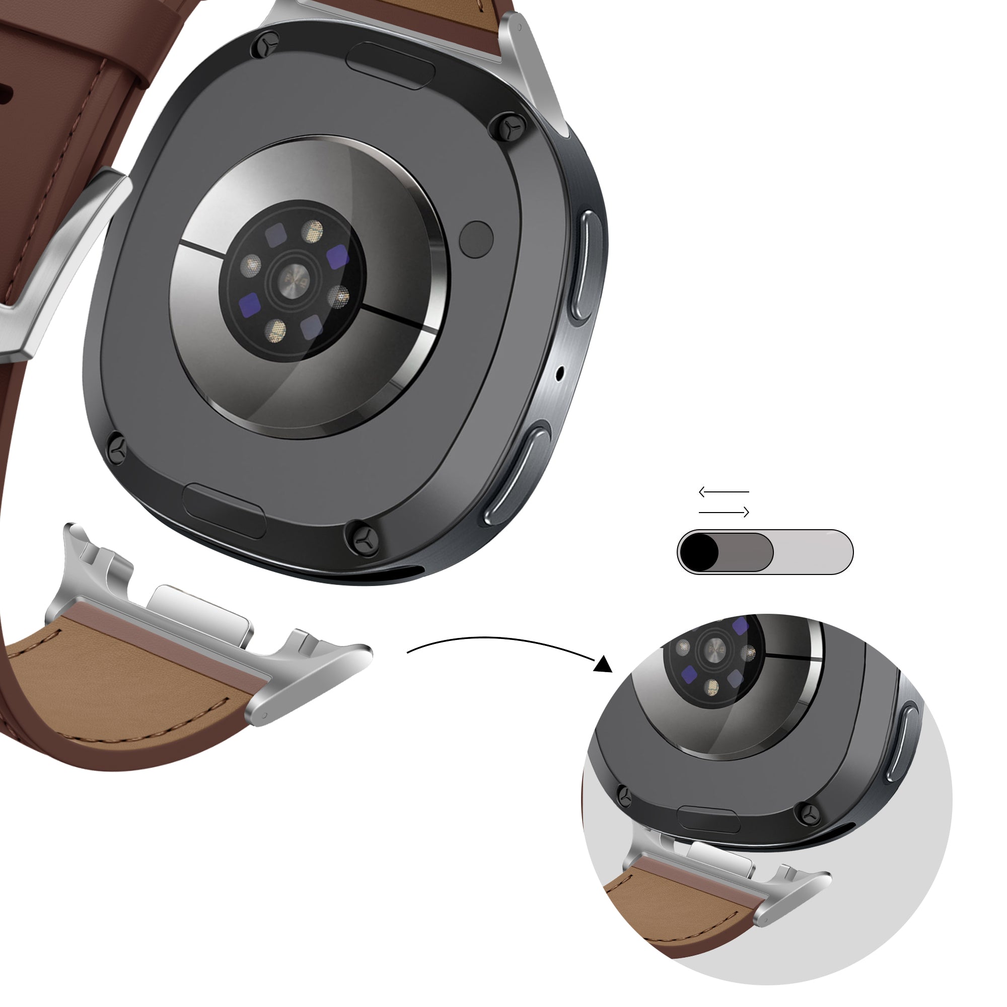 Bandz Samsung Galaxy Watch 8 - 40mm Lederarmband 'Classic' (Braun)