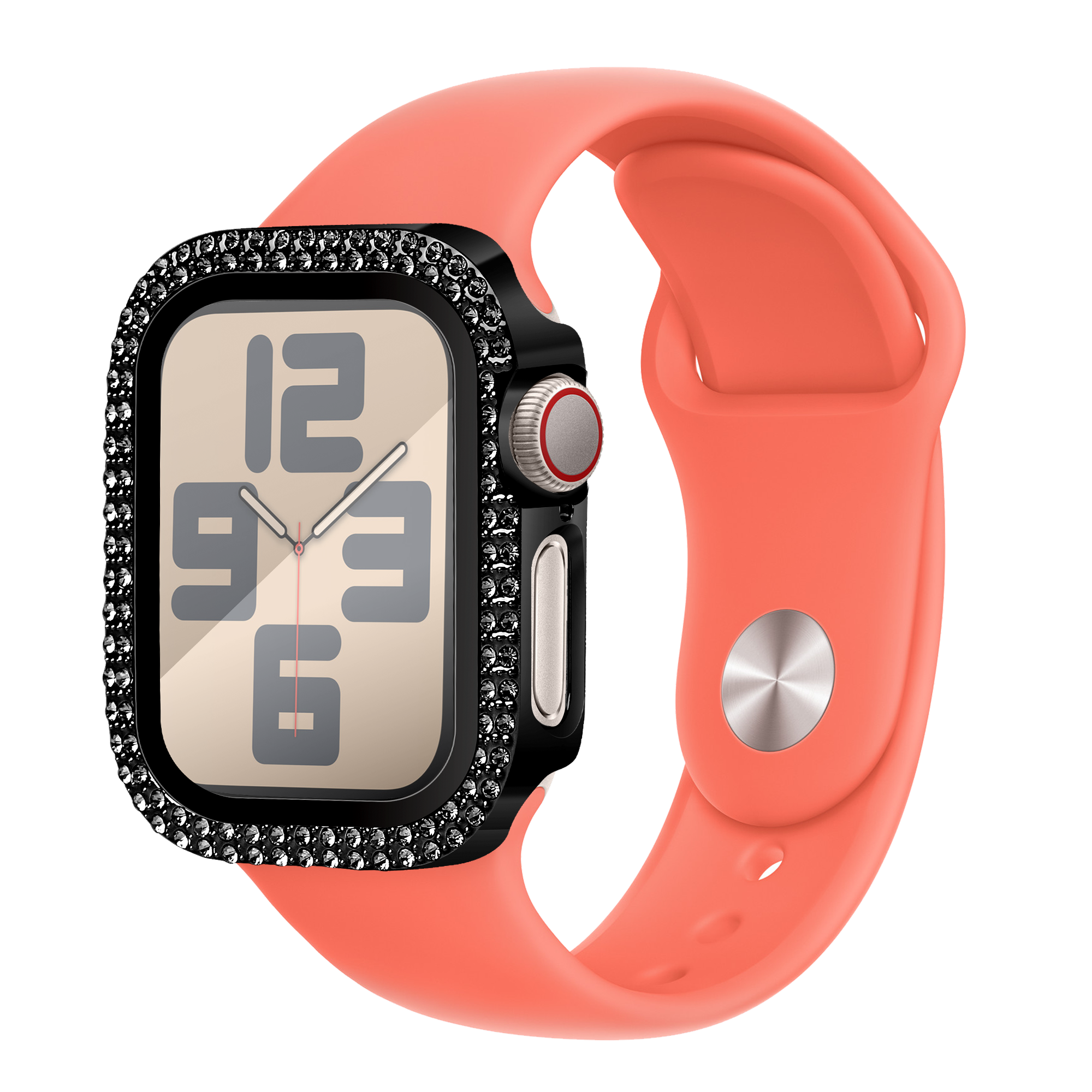 Bandz Apple Watch 10 - 42mm Diamond Hülle mit Glass (Schwarz)