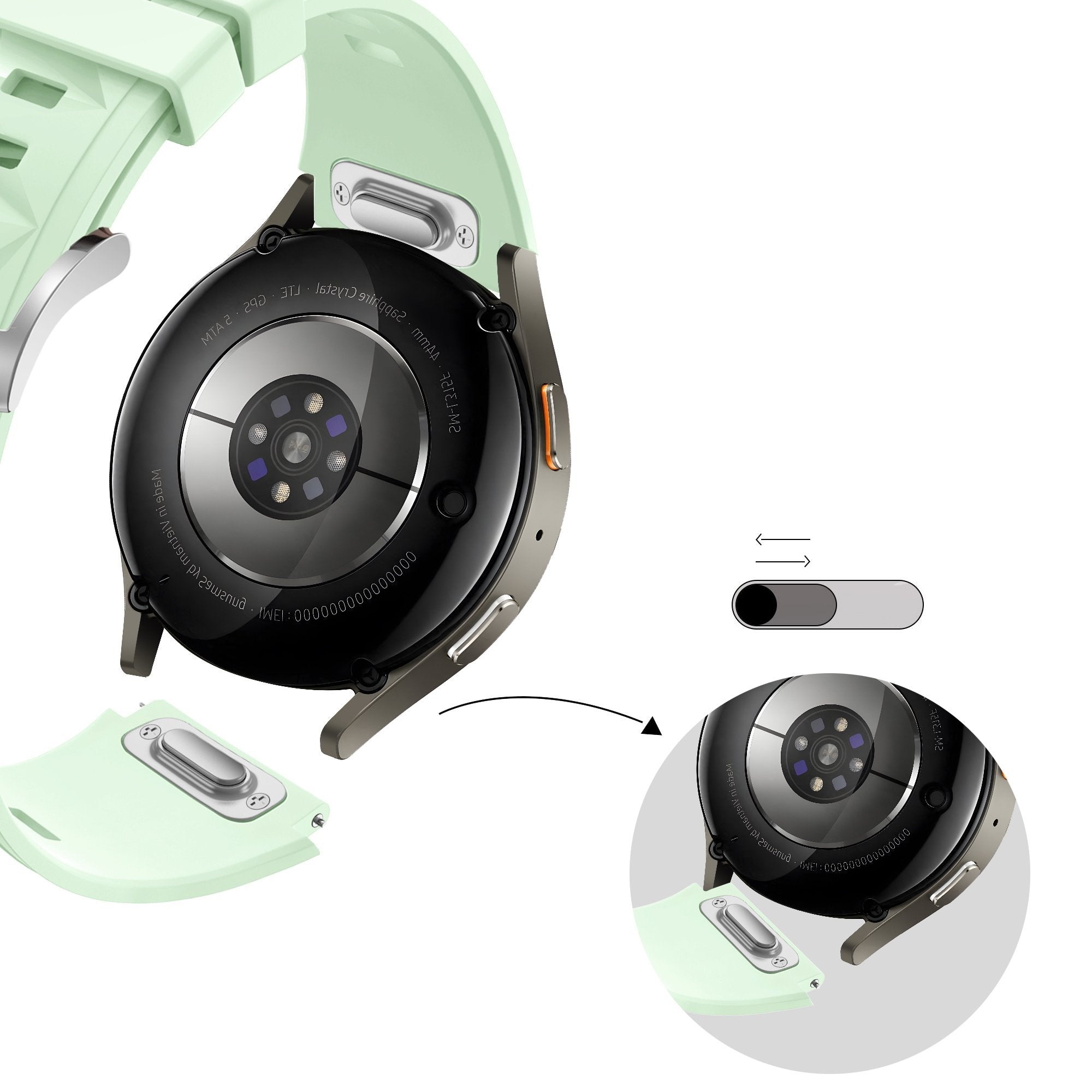 Bandz Huawei Watch GT 6 - 41mm Silicone Strap 'Easy fit' (Light Green)