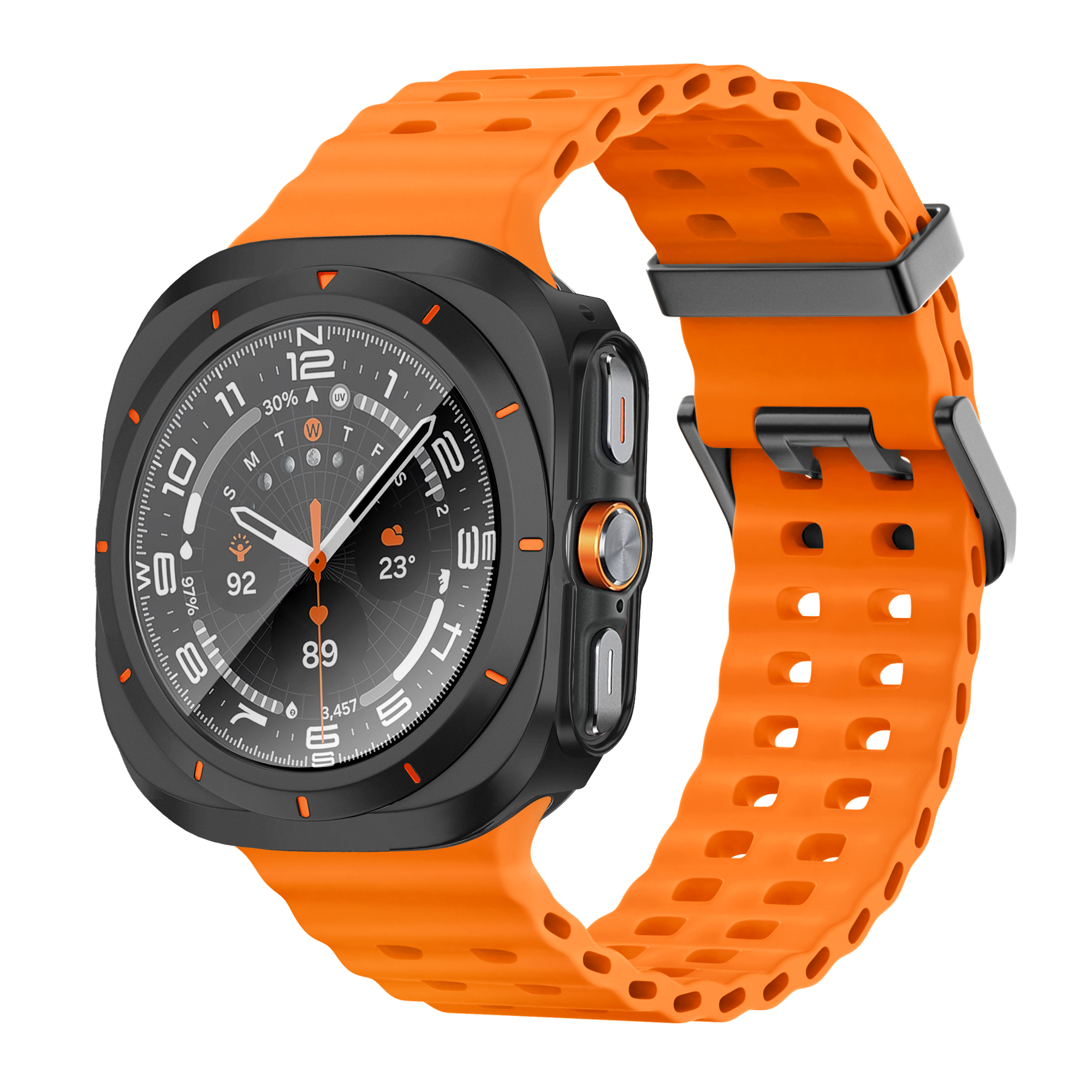 Bandz Samsung Galaxy Watch Ultra Bezel PC Case (Black with Orange)