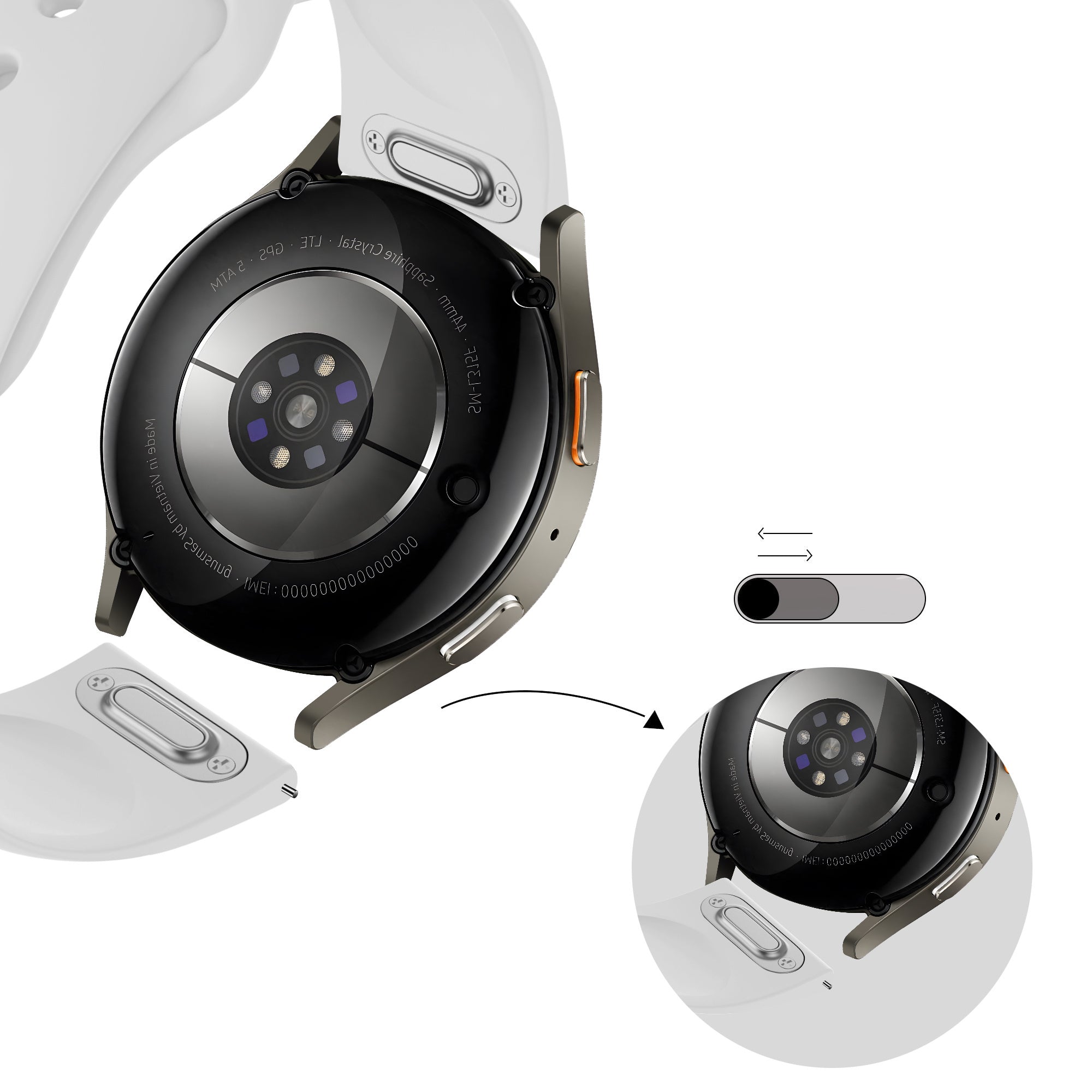 Bandz Samsung Galaxy Watch 7 - 44mm Sport Armband 'Easy Fit' (Weiß)