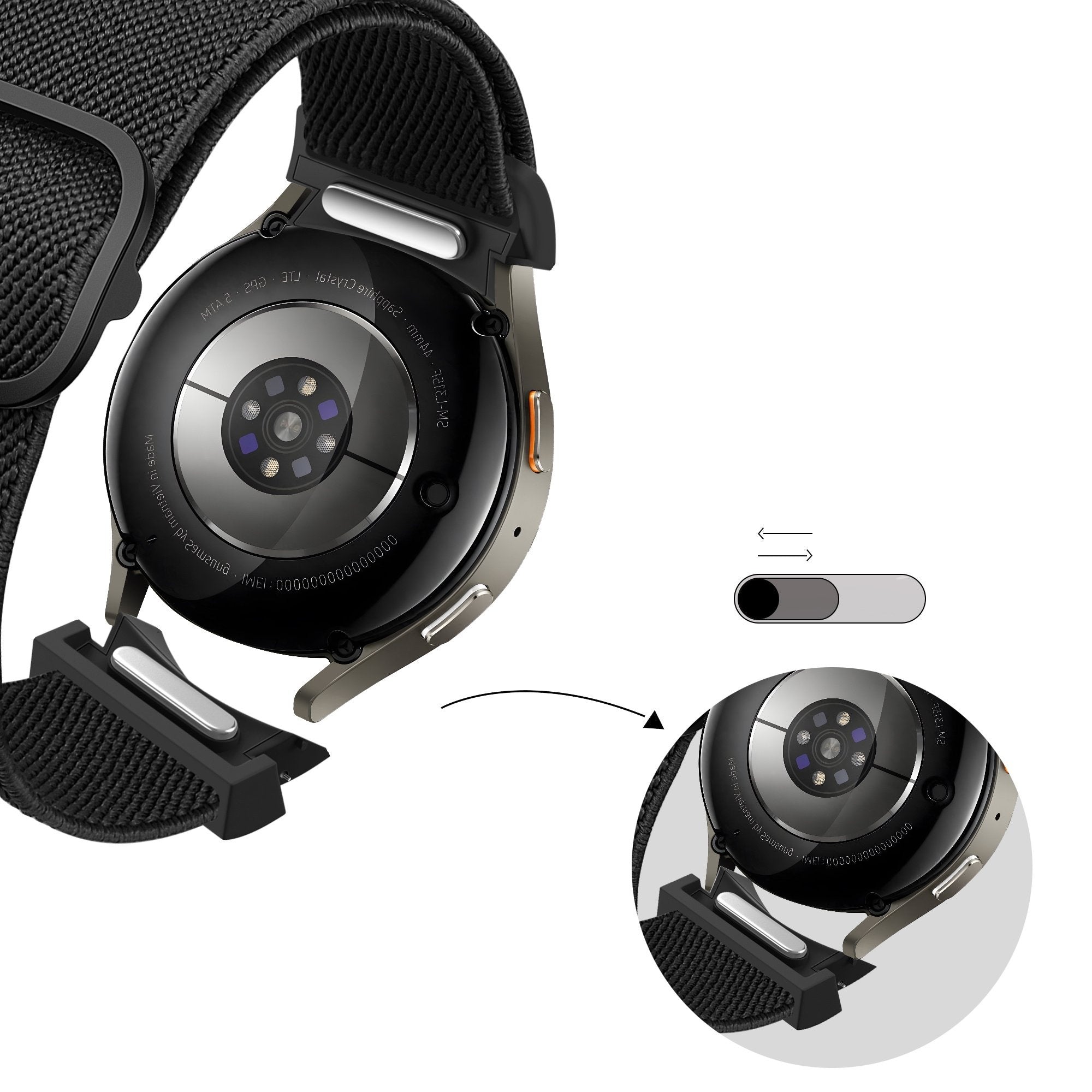 Bandz Samsung Galaxy Watch 5 - 44mm Elastisches Armband 'Easy Fit' (Schwarz)