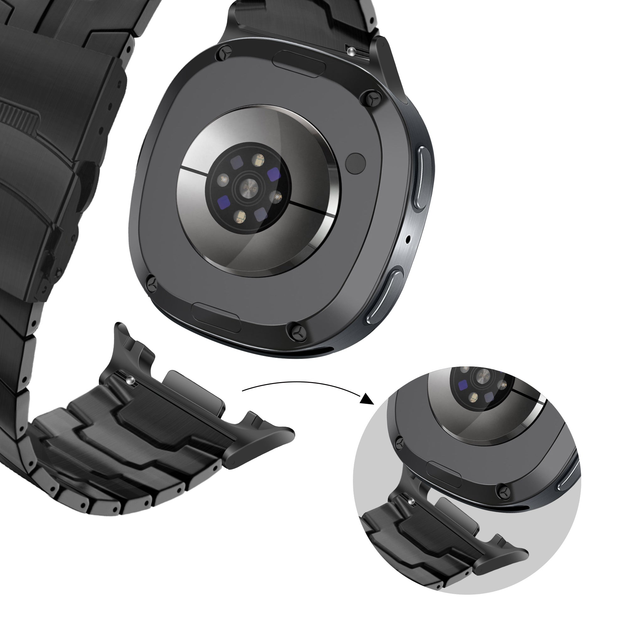 Bandz Samsung Galaxy Watch 8 - 44mm Stahlarmband 'Iron' (Schwarz)