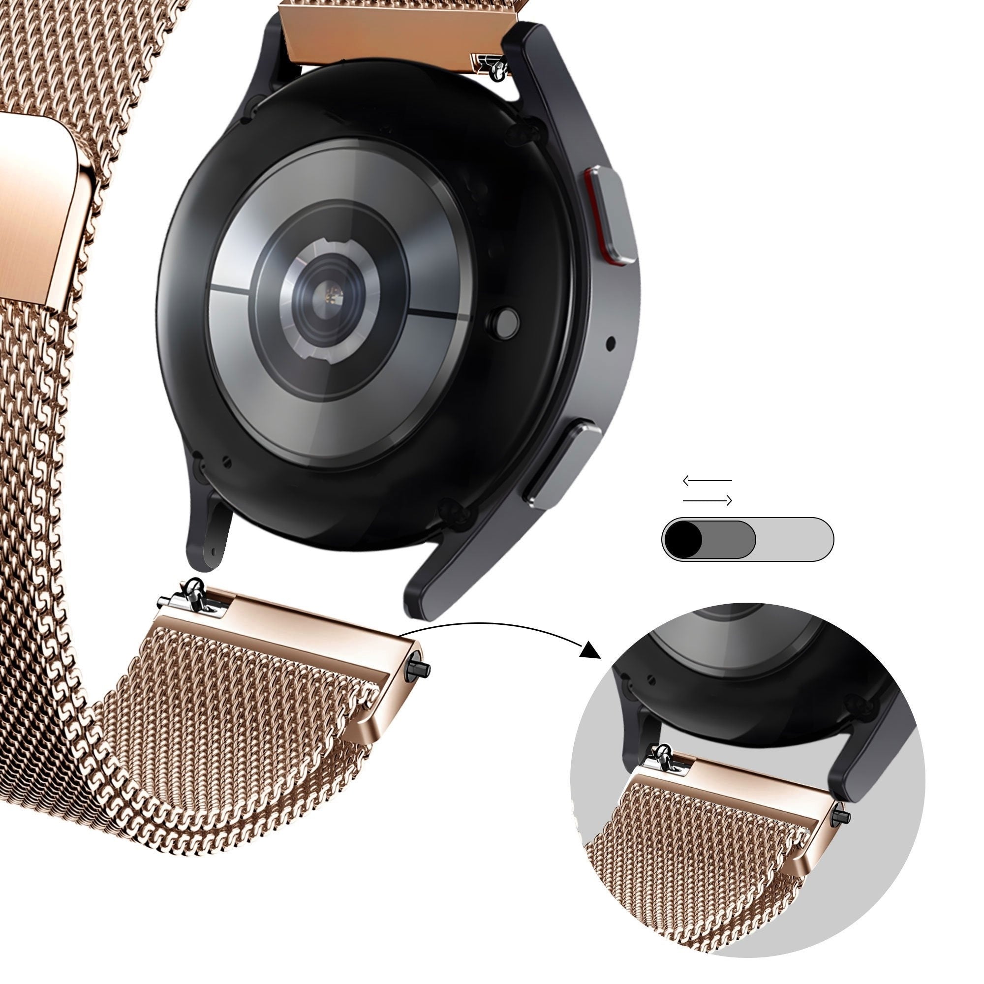 Bandz Correa milanesa Loop Coros Apex 42mm (rosado/dorado)