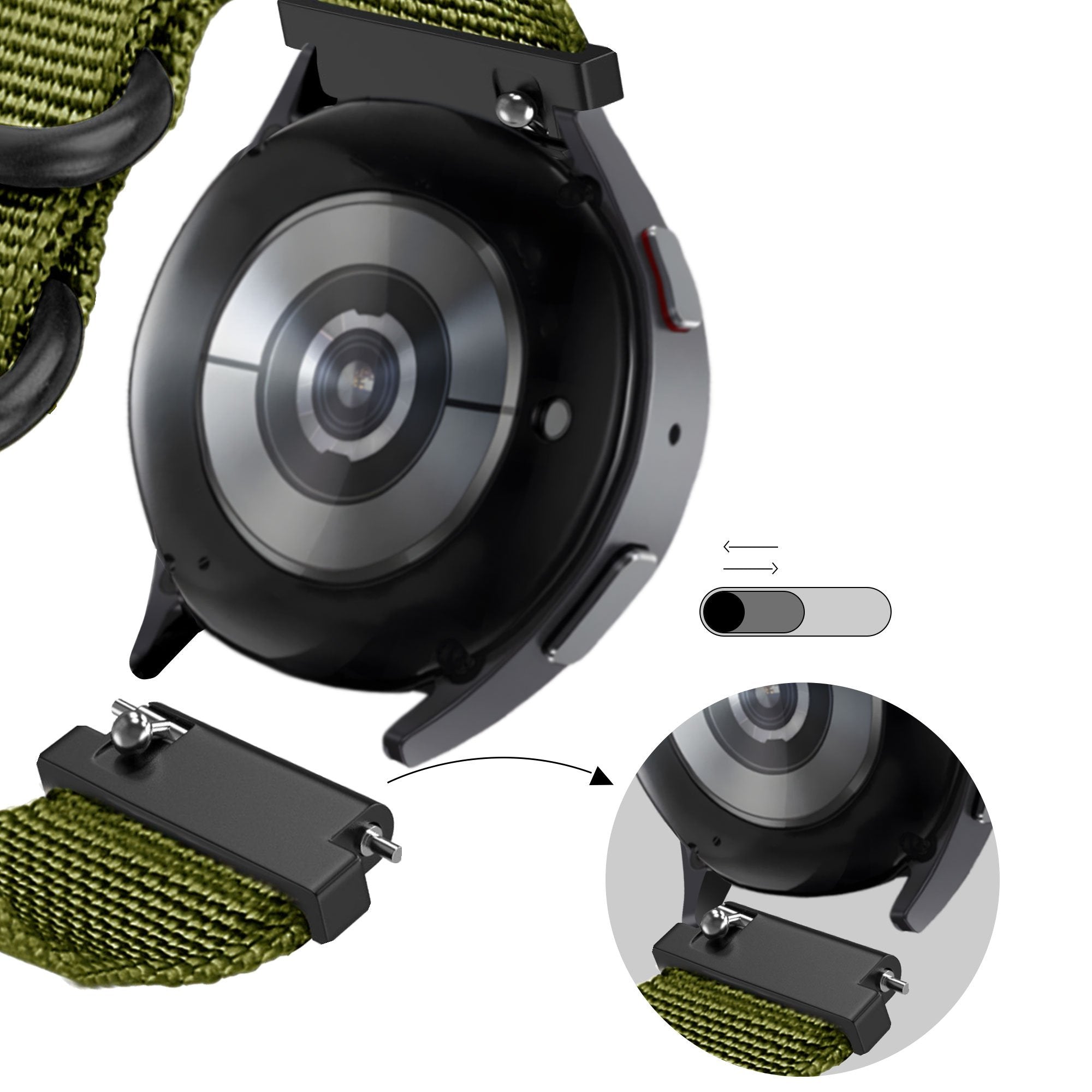 Bandz Garmin Forerunner 645 Buckled Nylon Strap (Green)